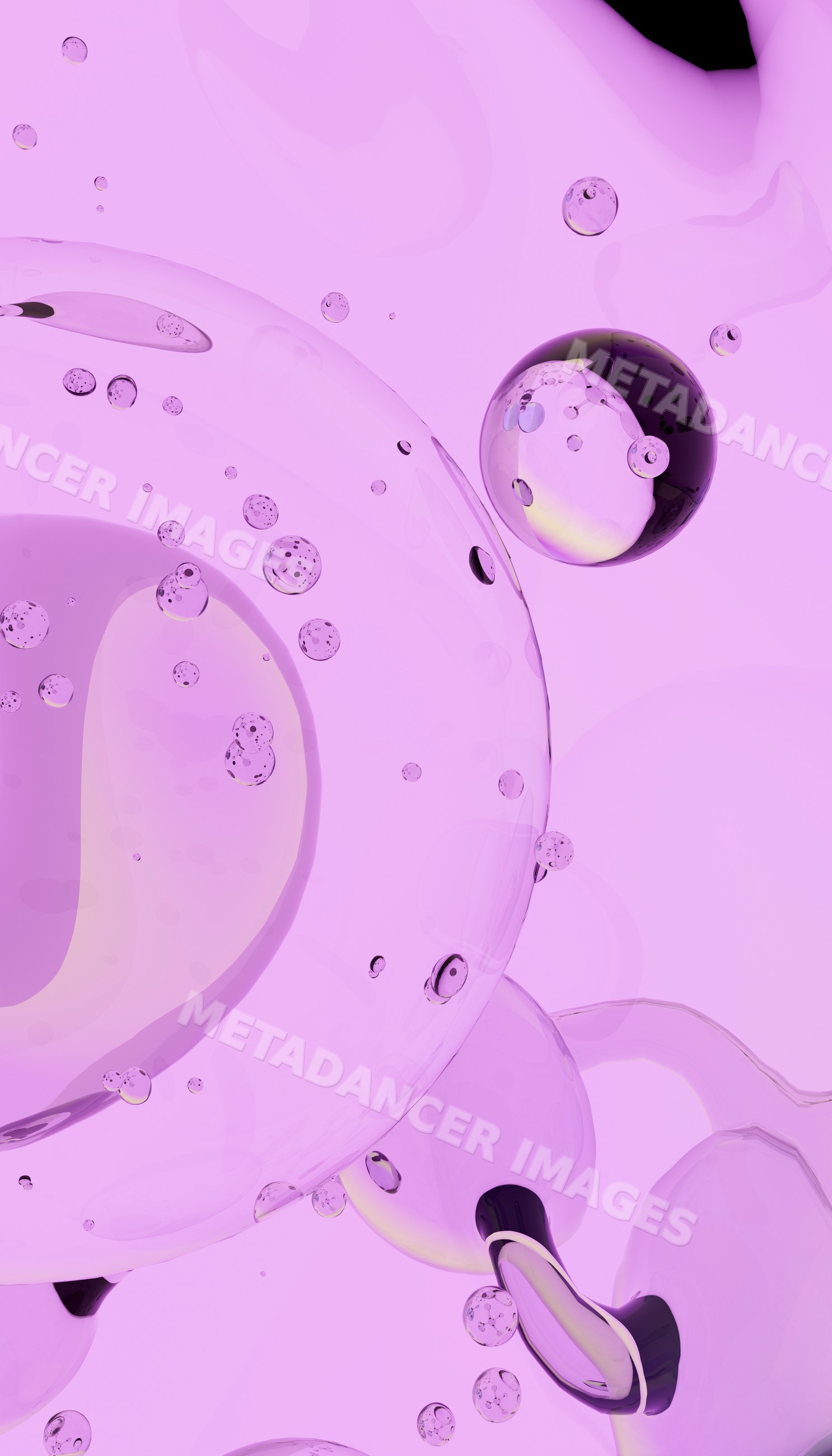Abstract purple transparent bubbles in liquid illustration