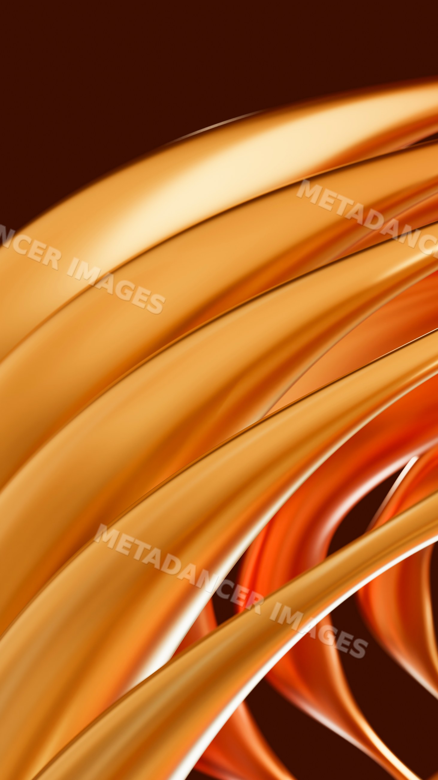 Abstract 3d flowing orange and brown curved shapes digital art