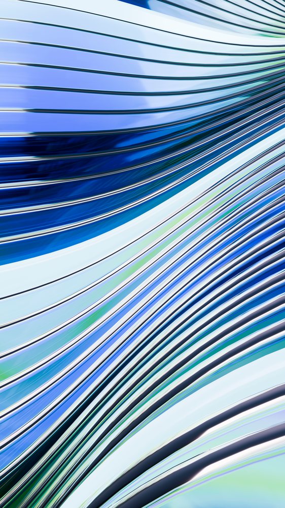 Abstract digital illustration of flowing blue wavy lines and smooth