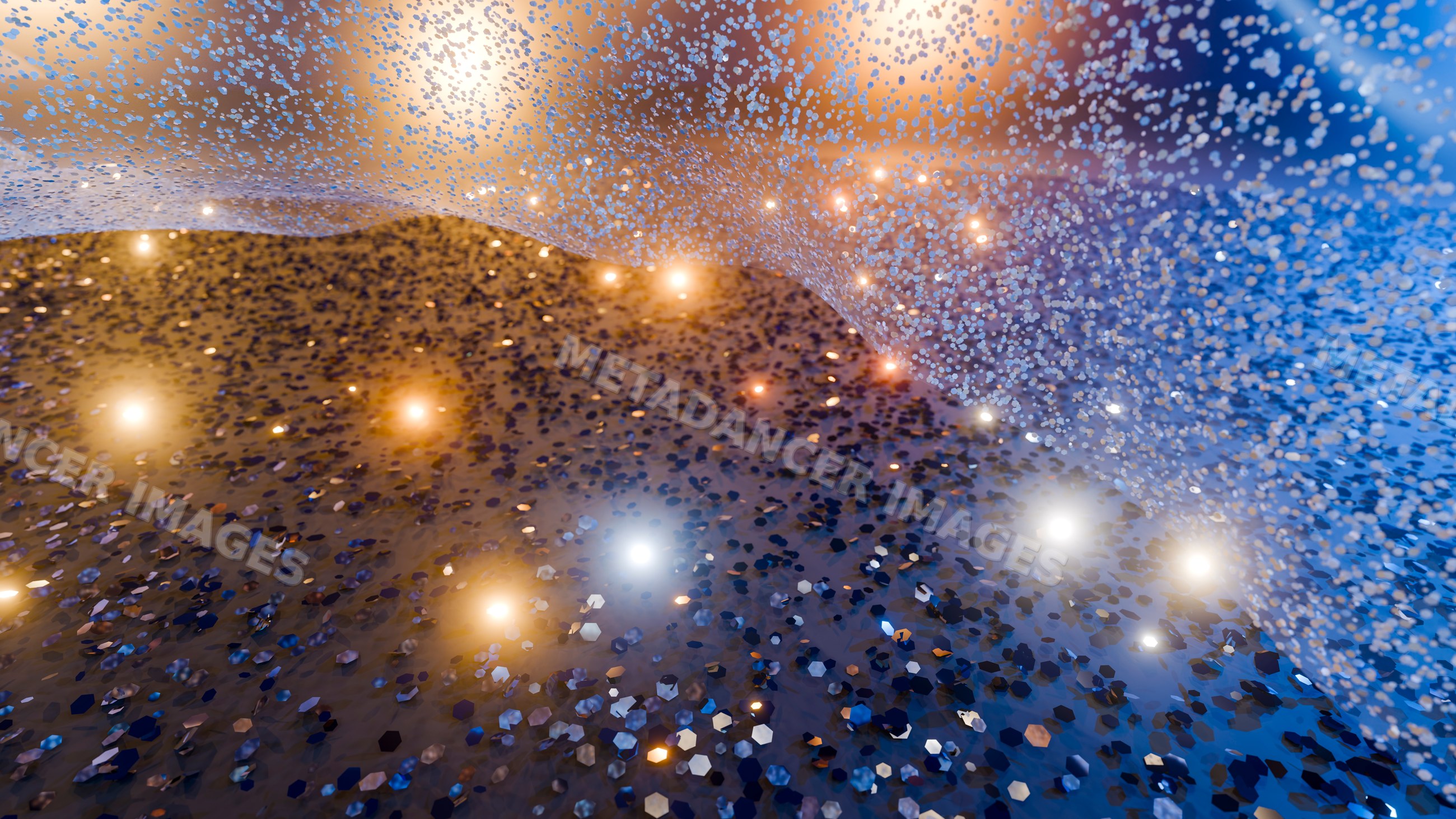 Abstract digital illustration of glowing particles and lights