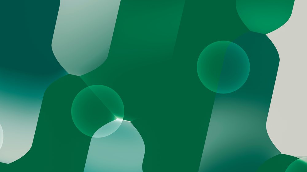 Abstract overlapping green geometric shapes digital illustration