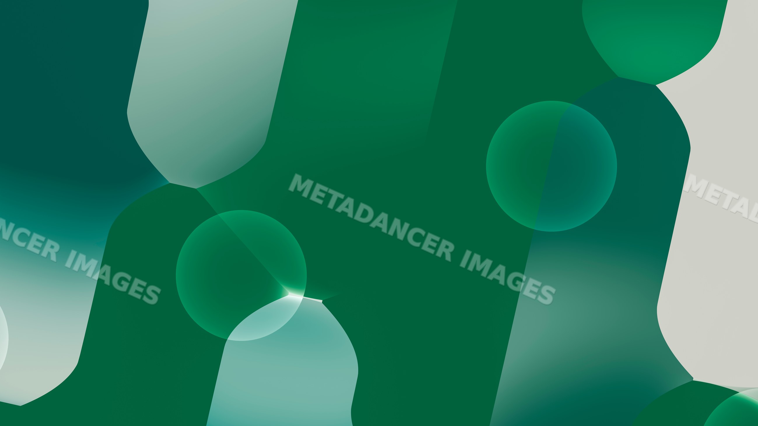 Abstract overlapping green geometric shapes digital illustration