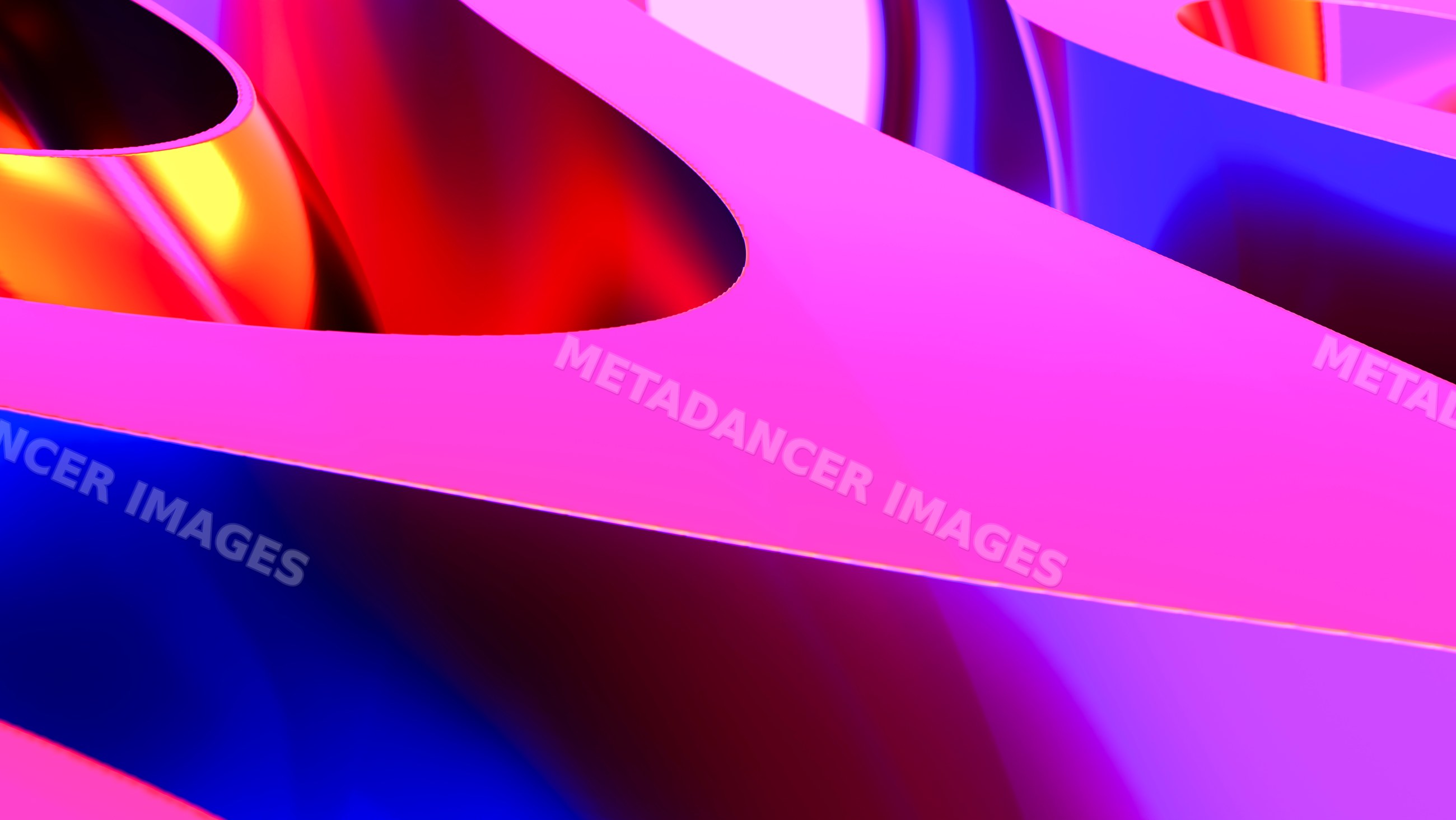 Colorful abstract curved shapes with smooth glossy surfaces