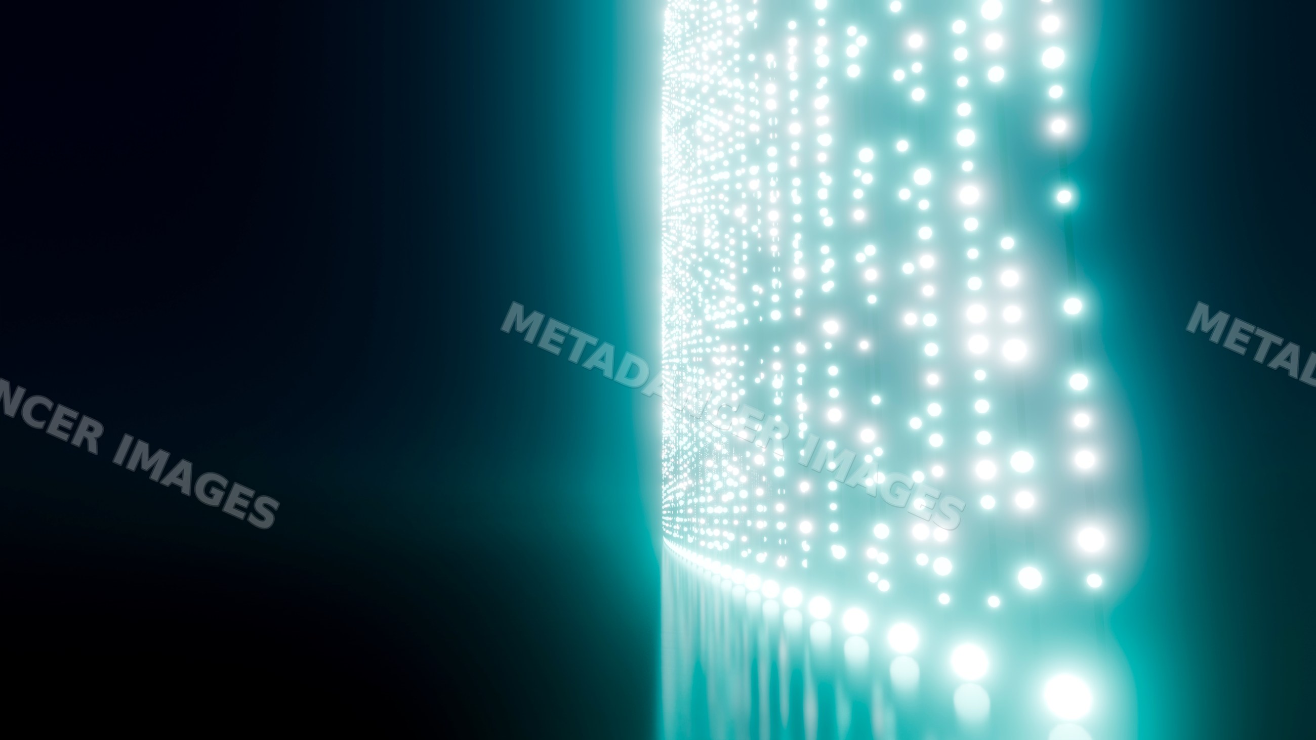 Led wall glowing with blue light dots in dark setting
