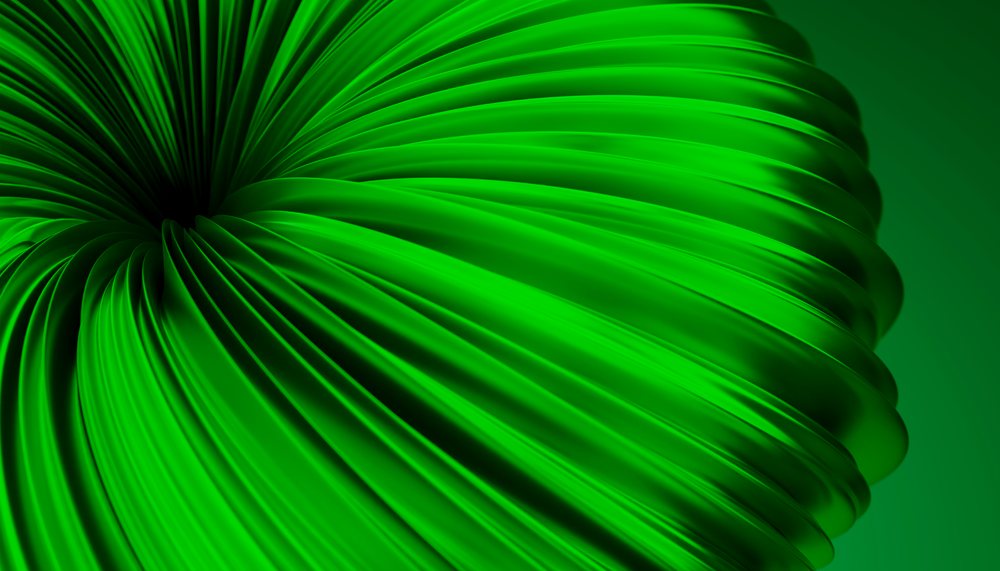 Abstract green swirling ribbons in digital art design