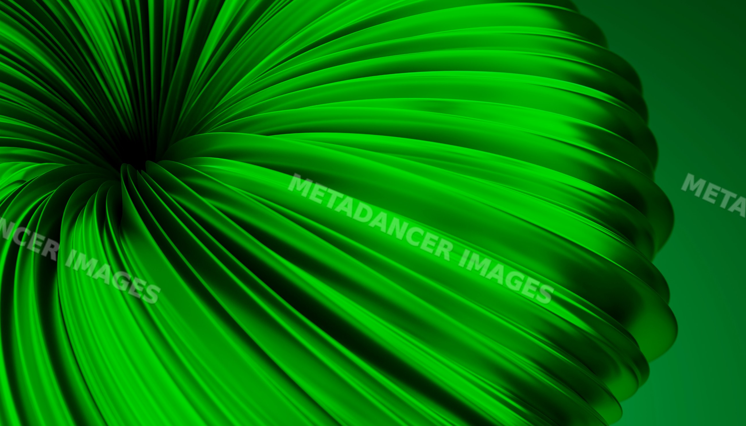 Abstract green swirling ribbons in digital art design