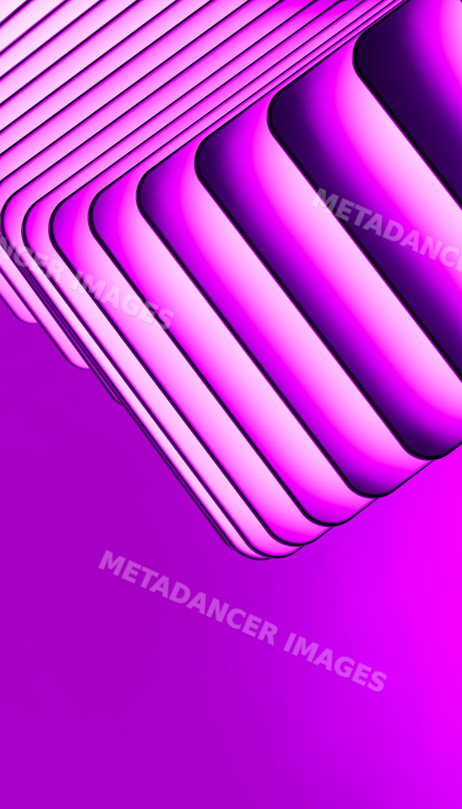 Abstract stack of rounded rectangles with purple gradient lighting