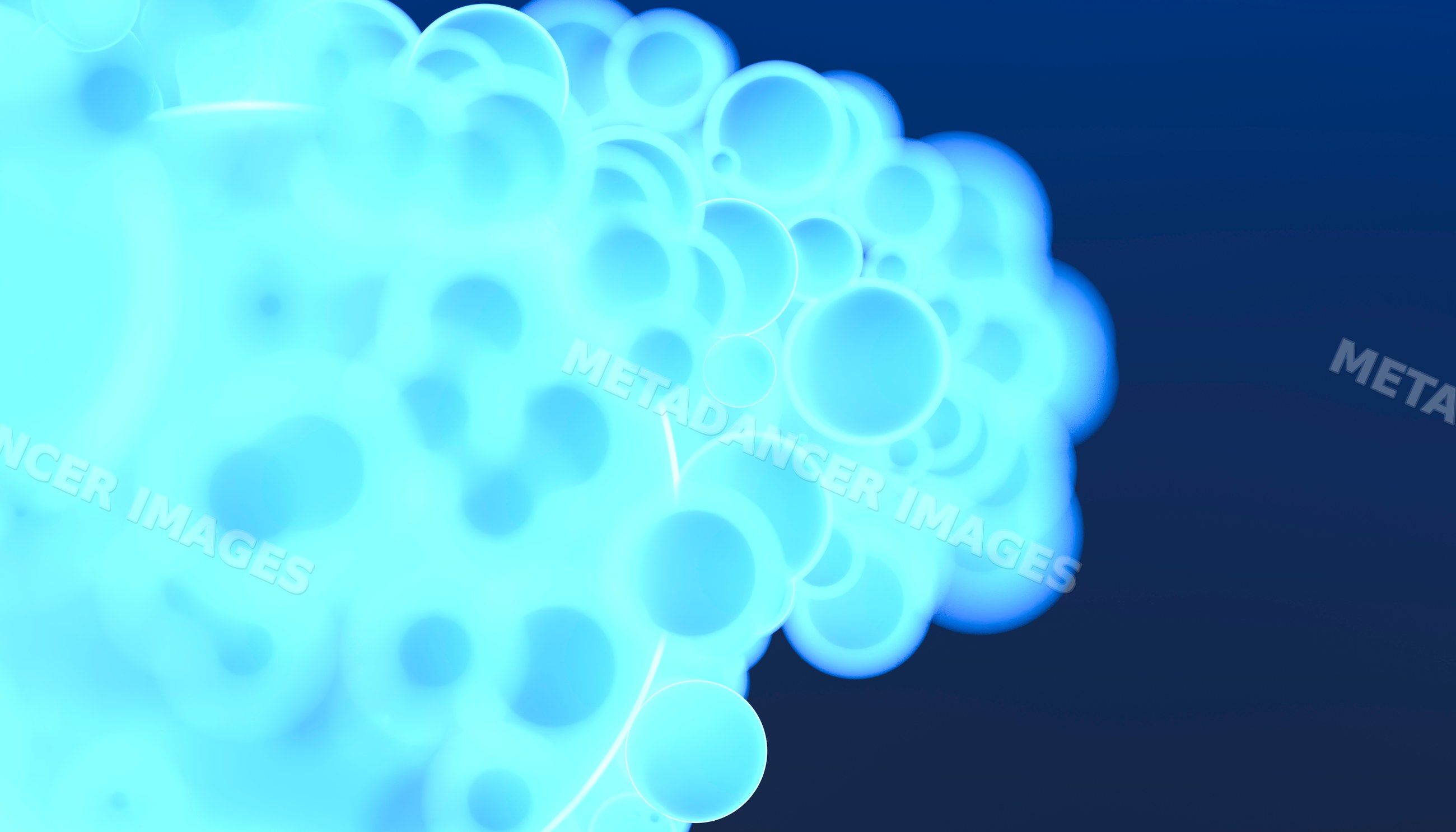 Blue glowing bubbles clustered