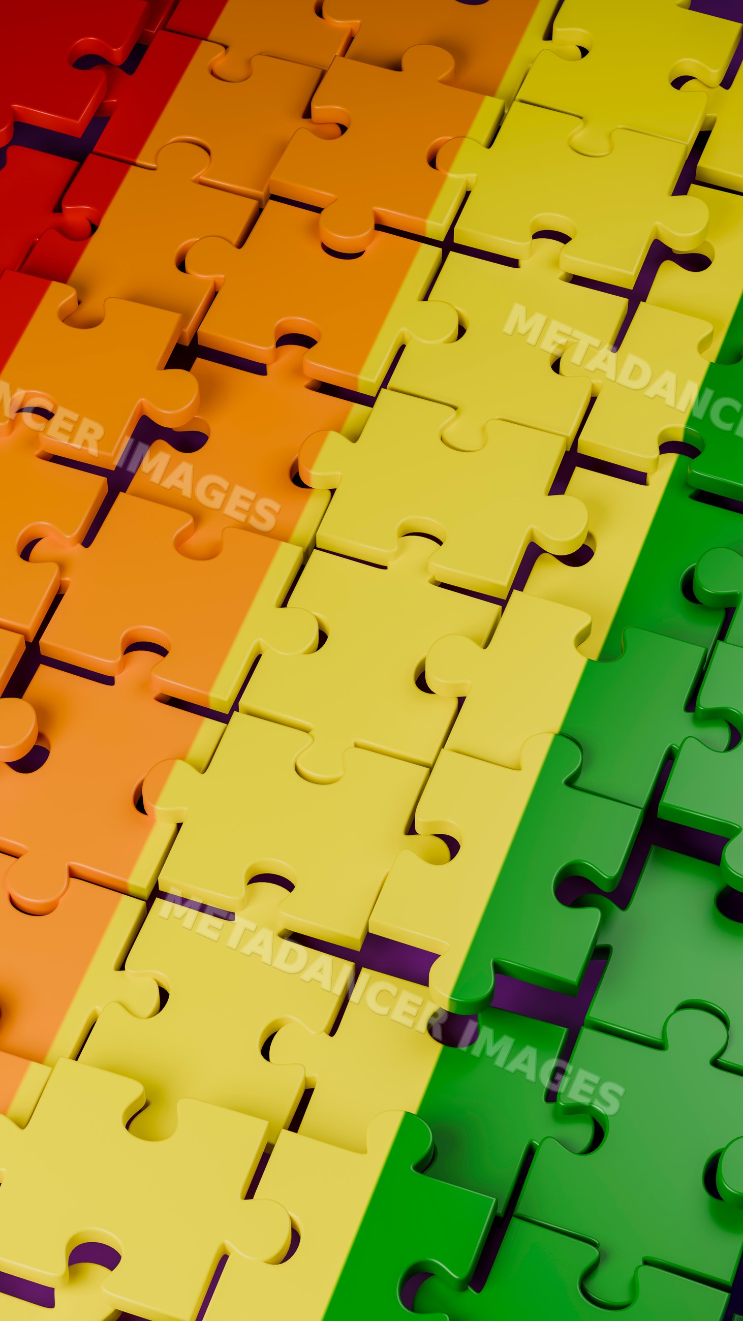 Colorful interlocking jigsaw puzzle pieces forming a vibrant pattern