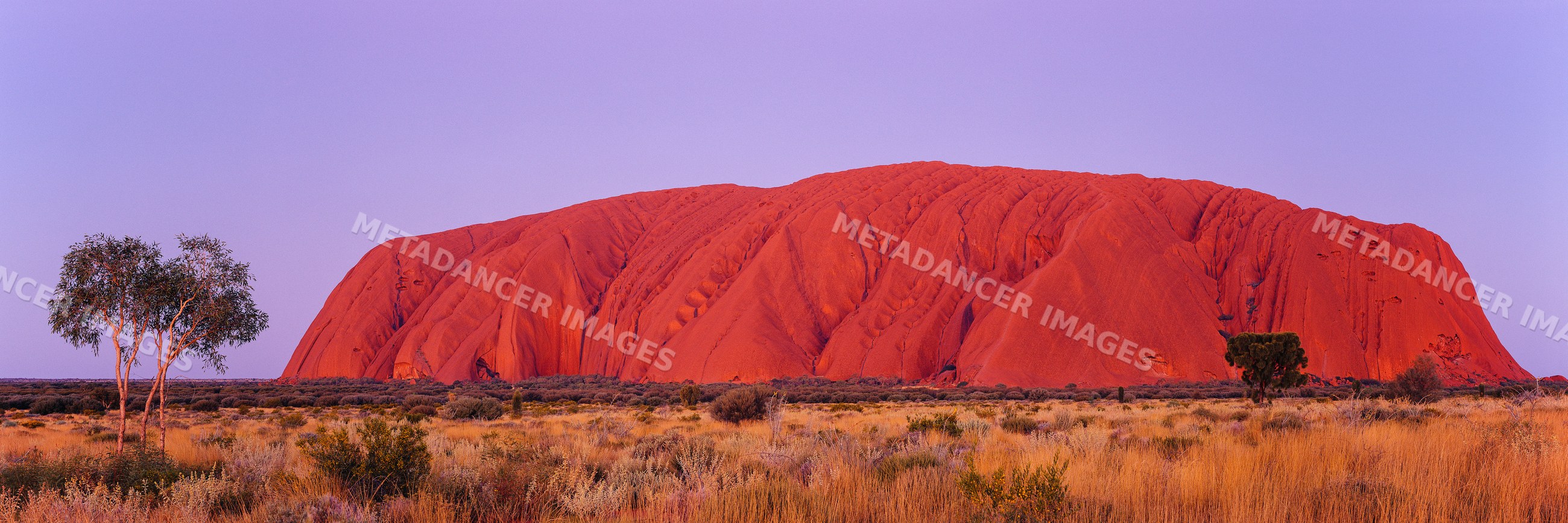 Ayers rock monolith glowing red