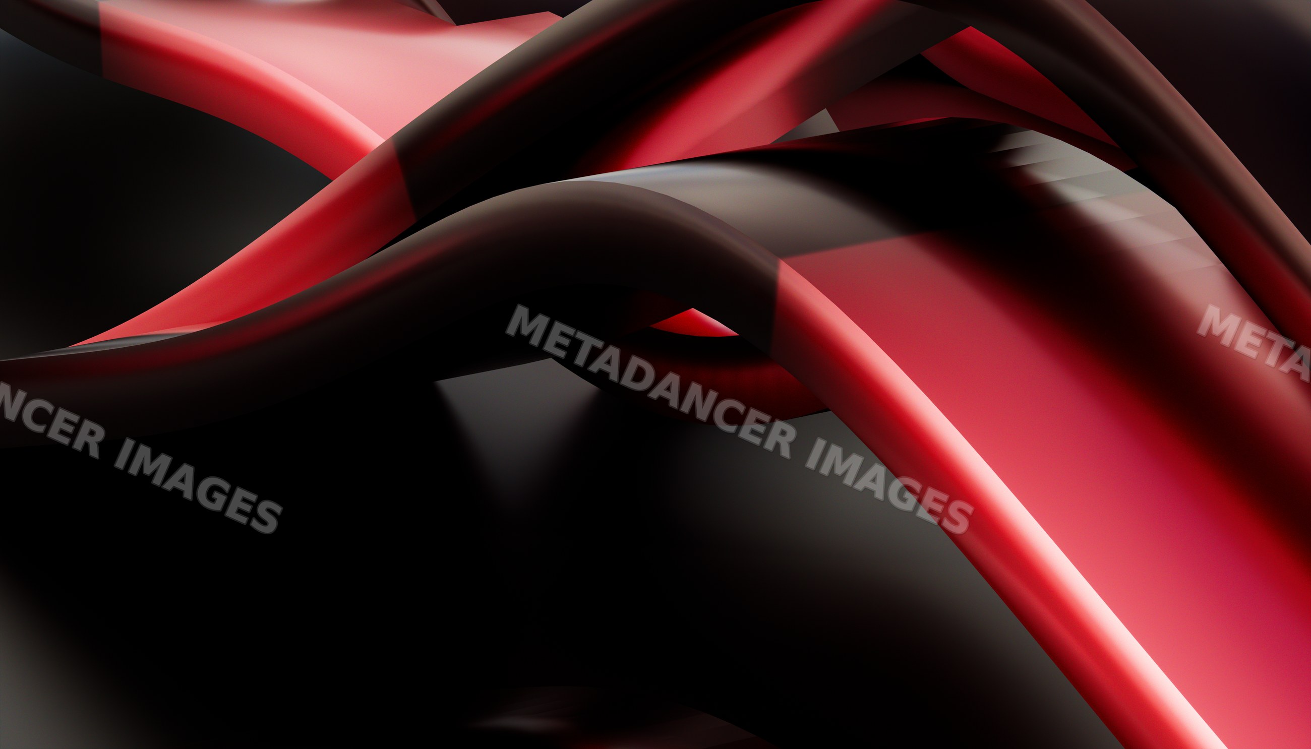 Abstract glossy red and black curved shapes in a smooth modern design