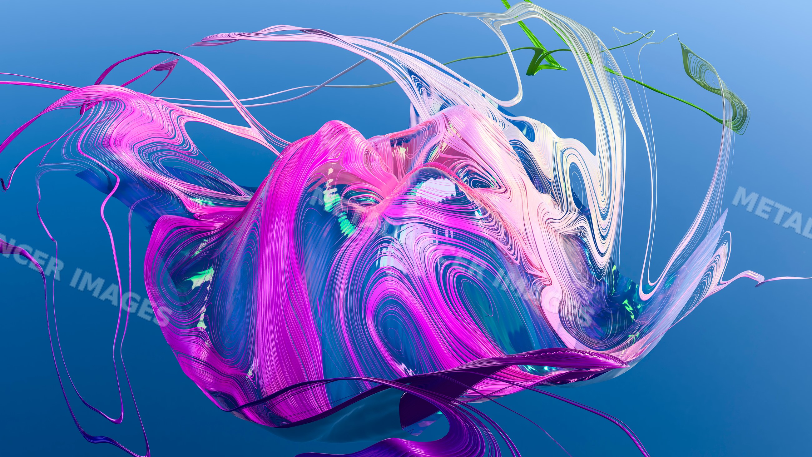 Abstract colorful 3d digital art with swirling fluid shapes