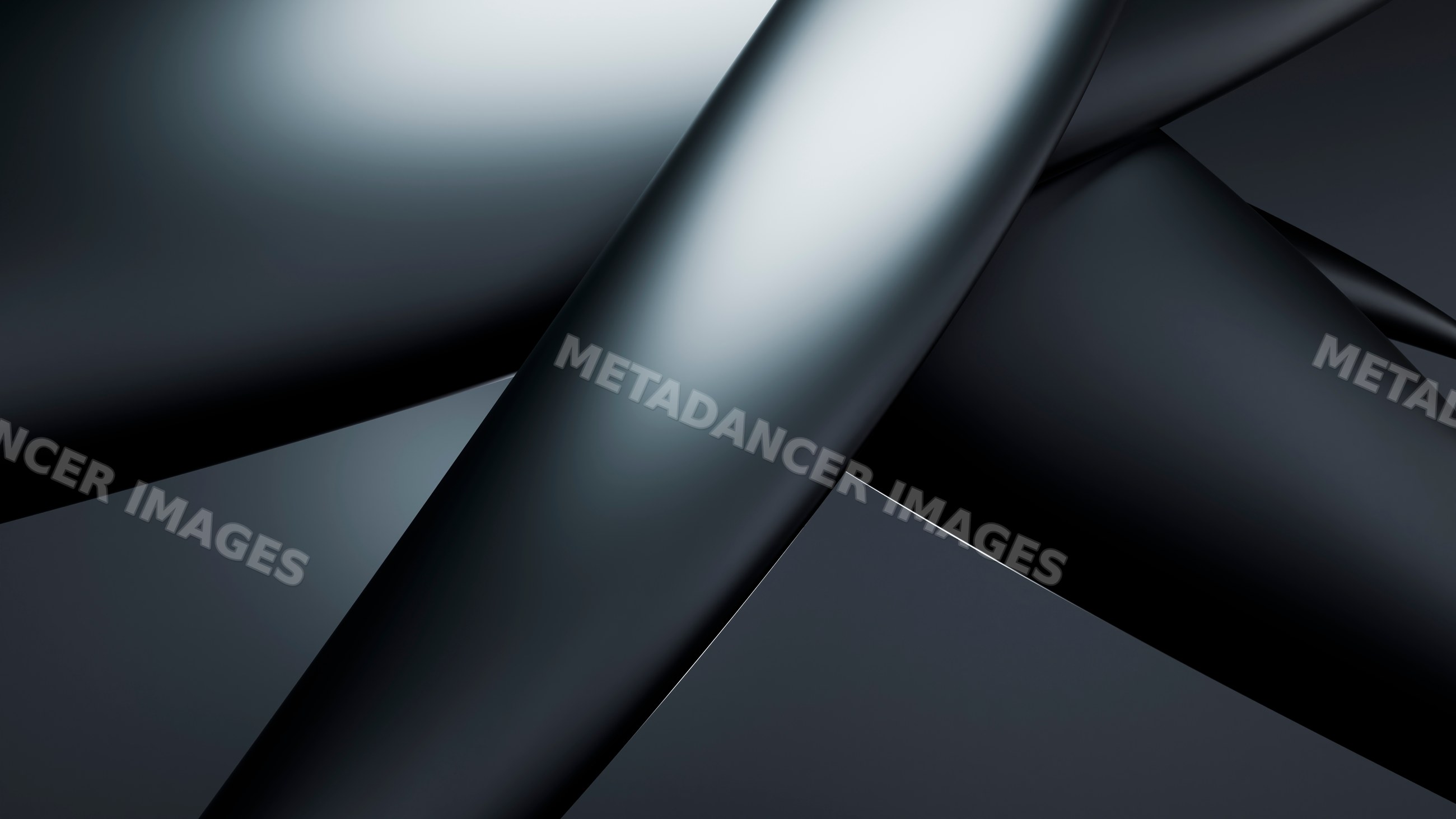 Abstract smooth black shiny curved surfaces minimal art