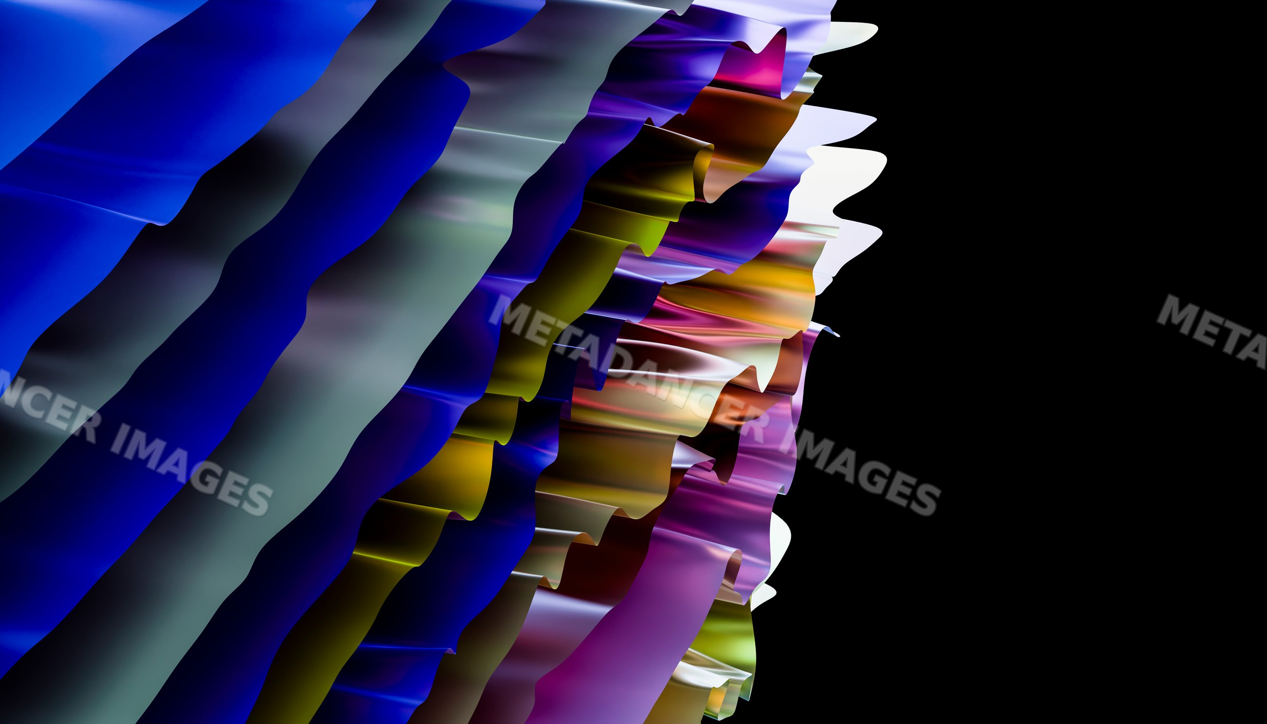Folded colorful paper sheets with curved edges arranged abstractly