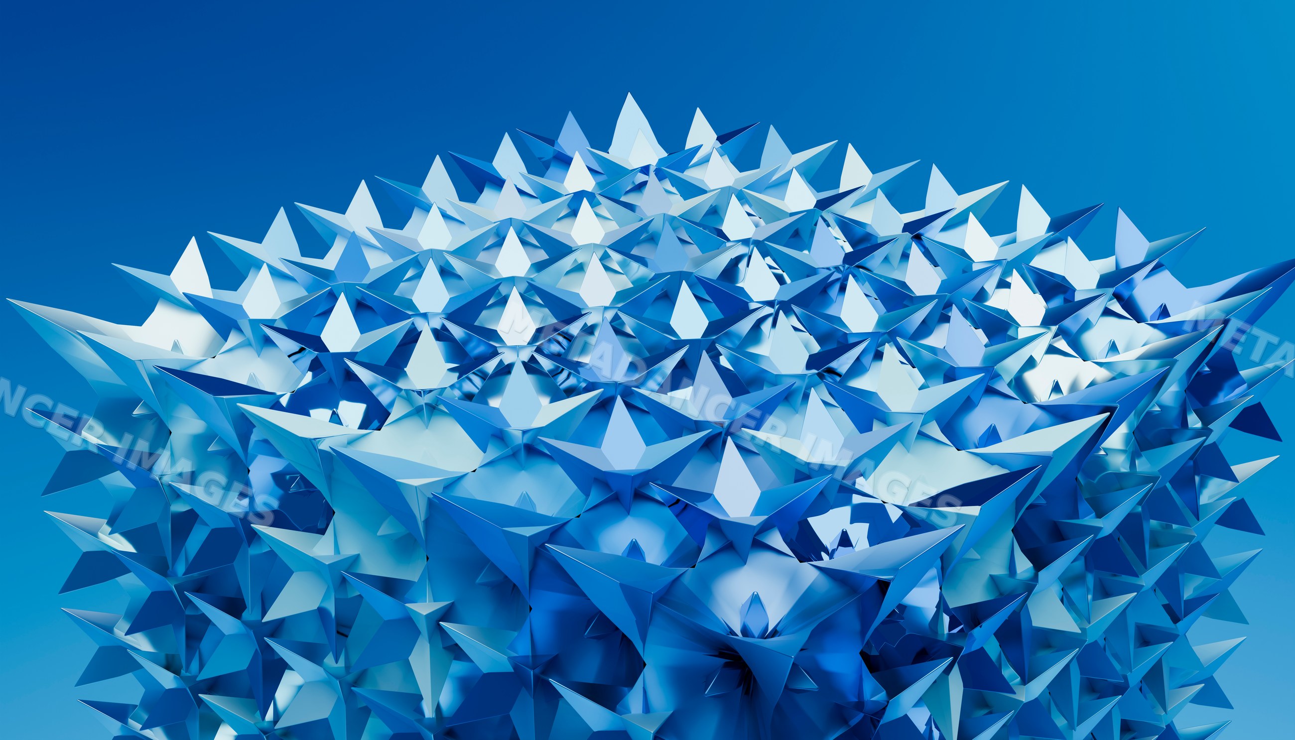 3d abstract blue render with spiky geometric crystalline structures