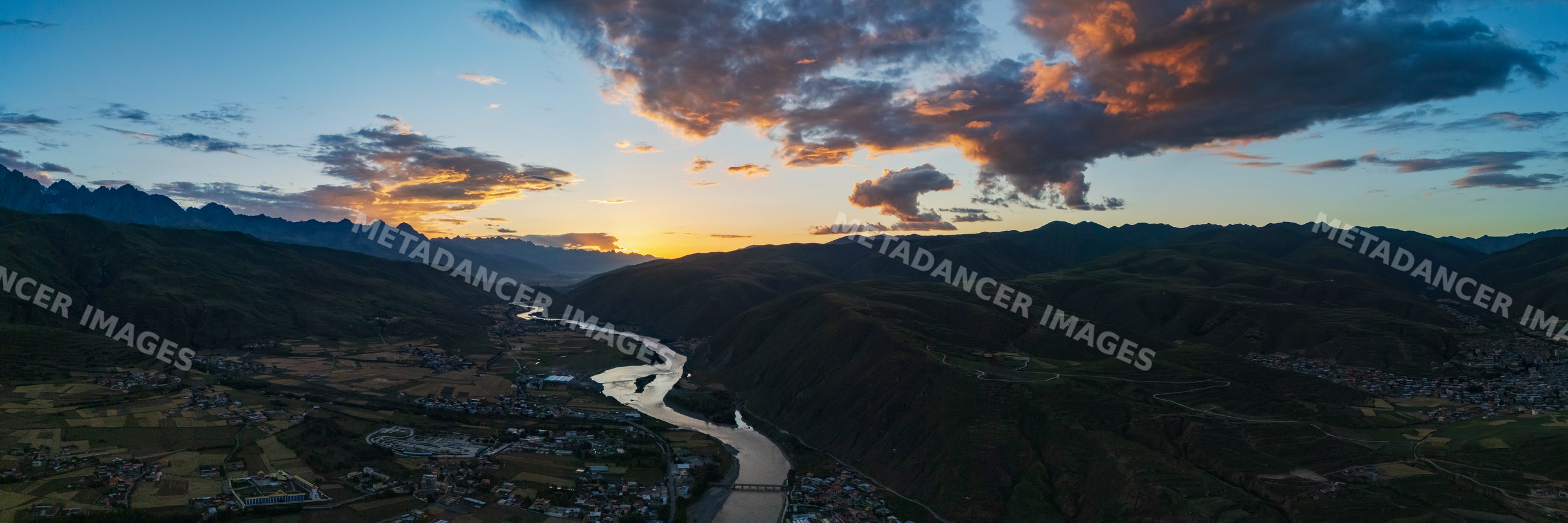 Garze River flowing through mountainous valley