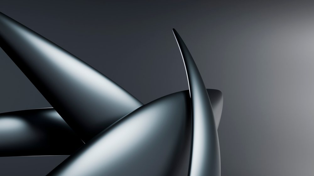 Abstract 3d illustration of smooth metallic curved shapes
