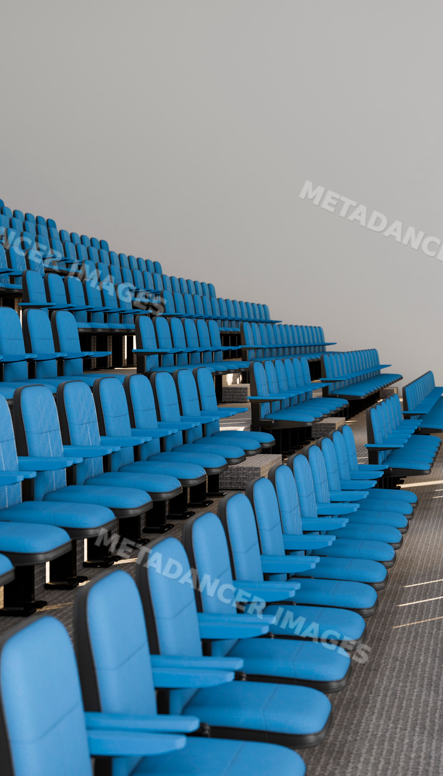 Blue auditorium seating in a modern conference hall