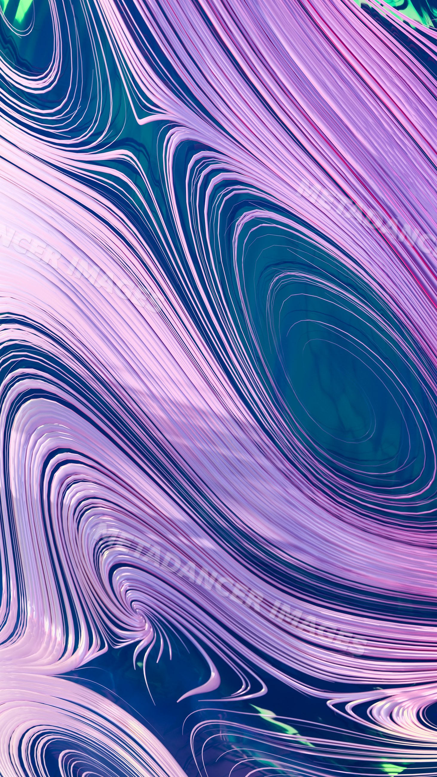 Abstract digital artwork with swirling fluid lines