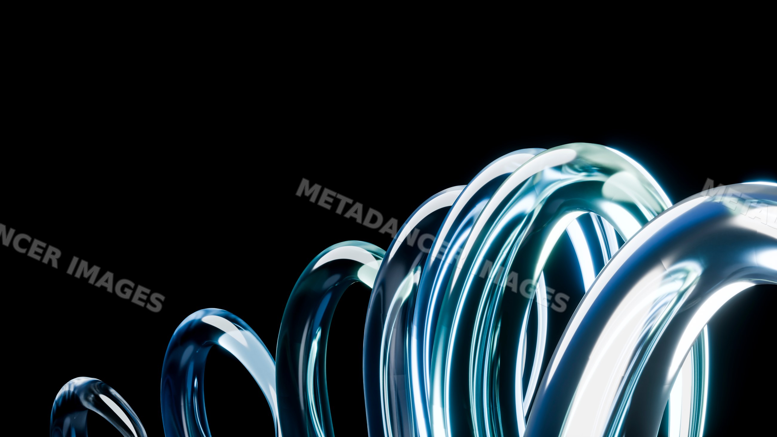 Glowing transparent loops in a futuristic 3d digital illustration