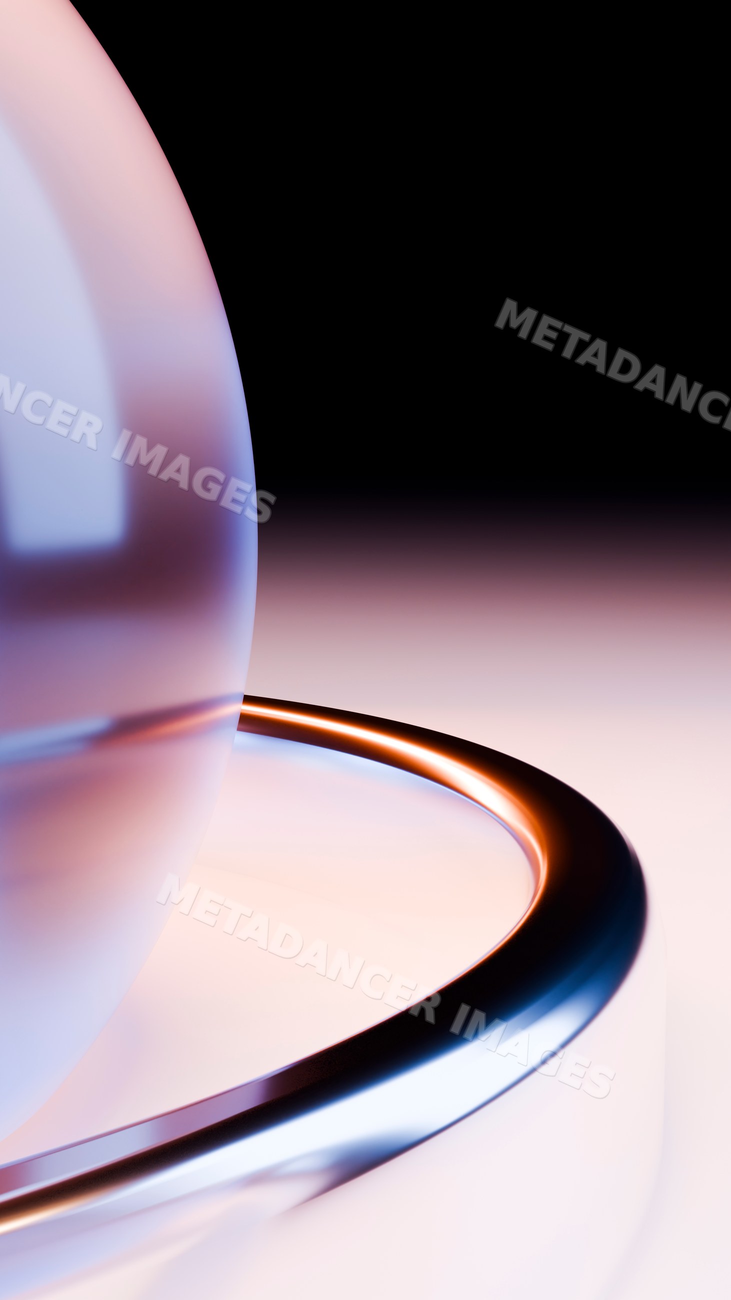 Abstract glossy sphere and metallic ring 3d illustration