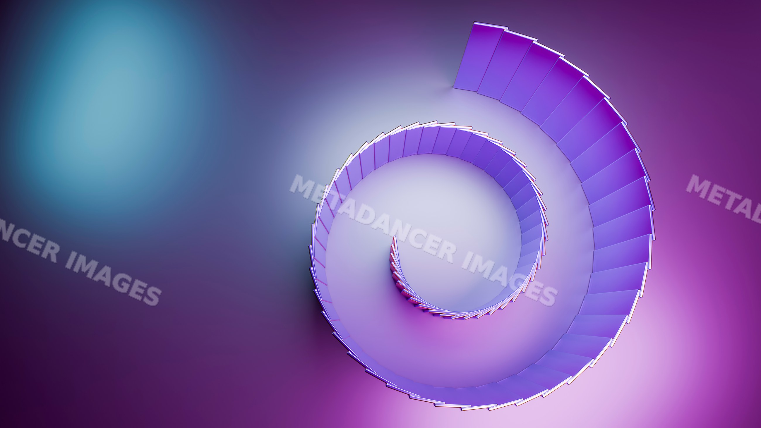 Abstract purple spiral staircase viewed from above