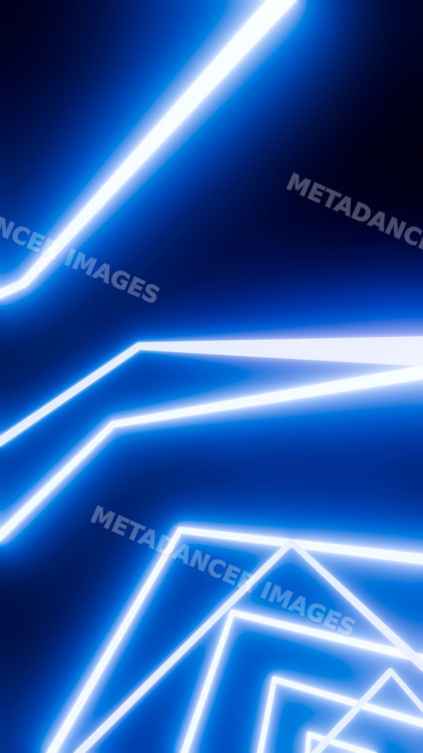 Blue neon lights forming abstract geometric lines