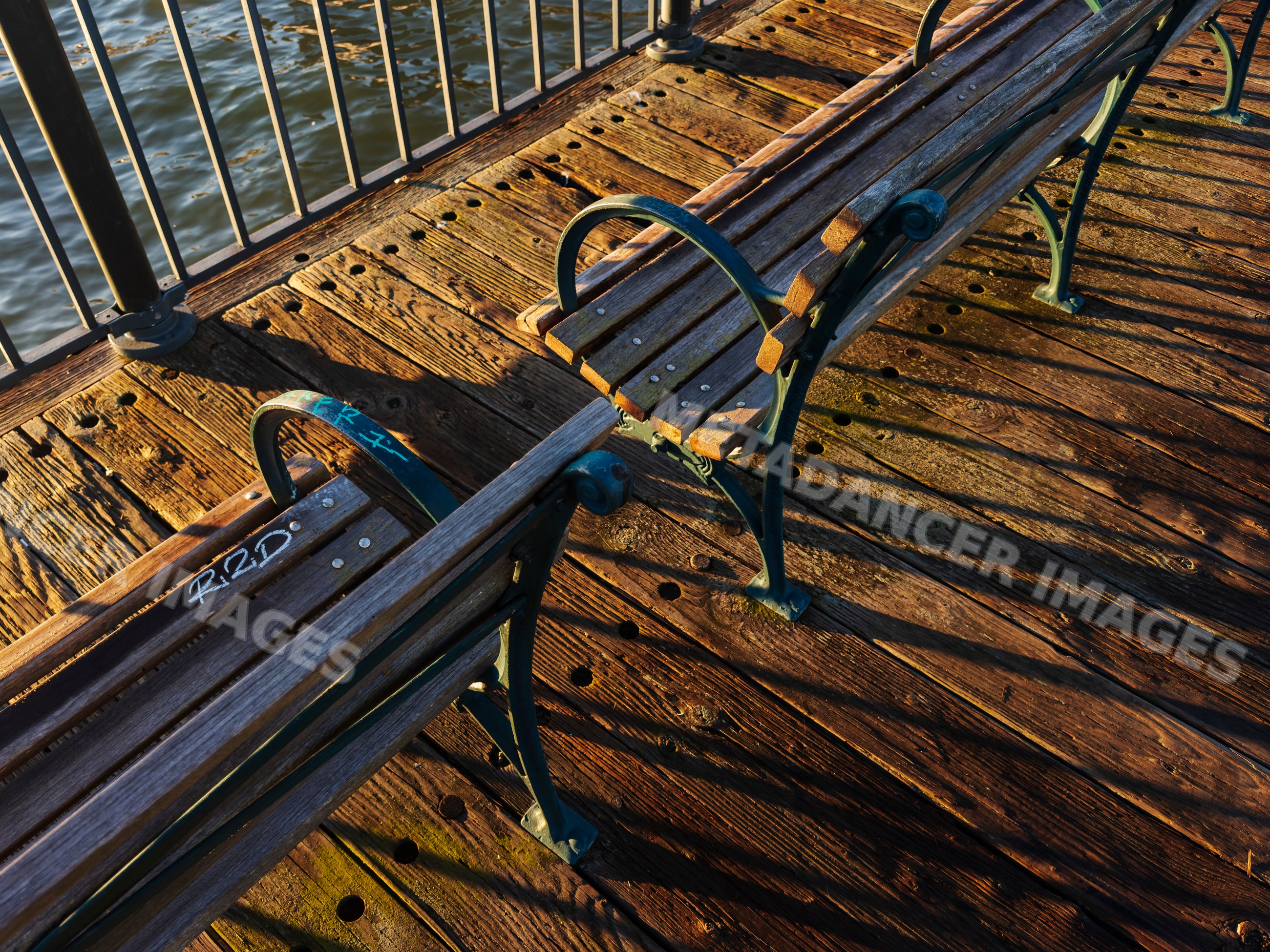 Bench on Pier 7 at Sunrise on the embarcadero