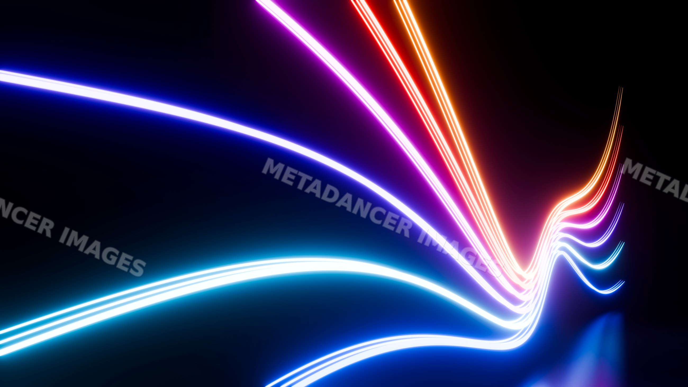 Colorful neon light trails flowing dynamically in digital art