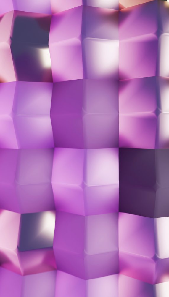 Digital illustration of purple cubes creating a geometric pattern