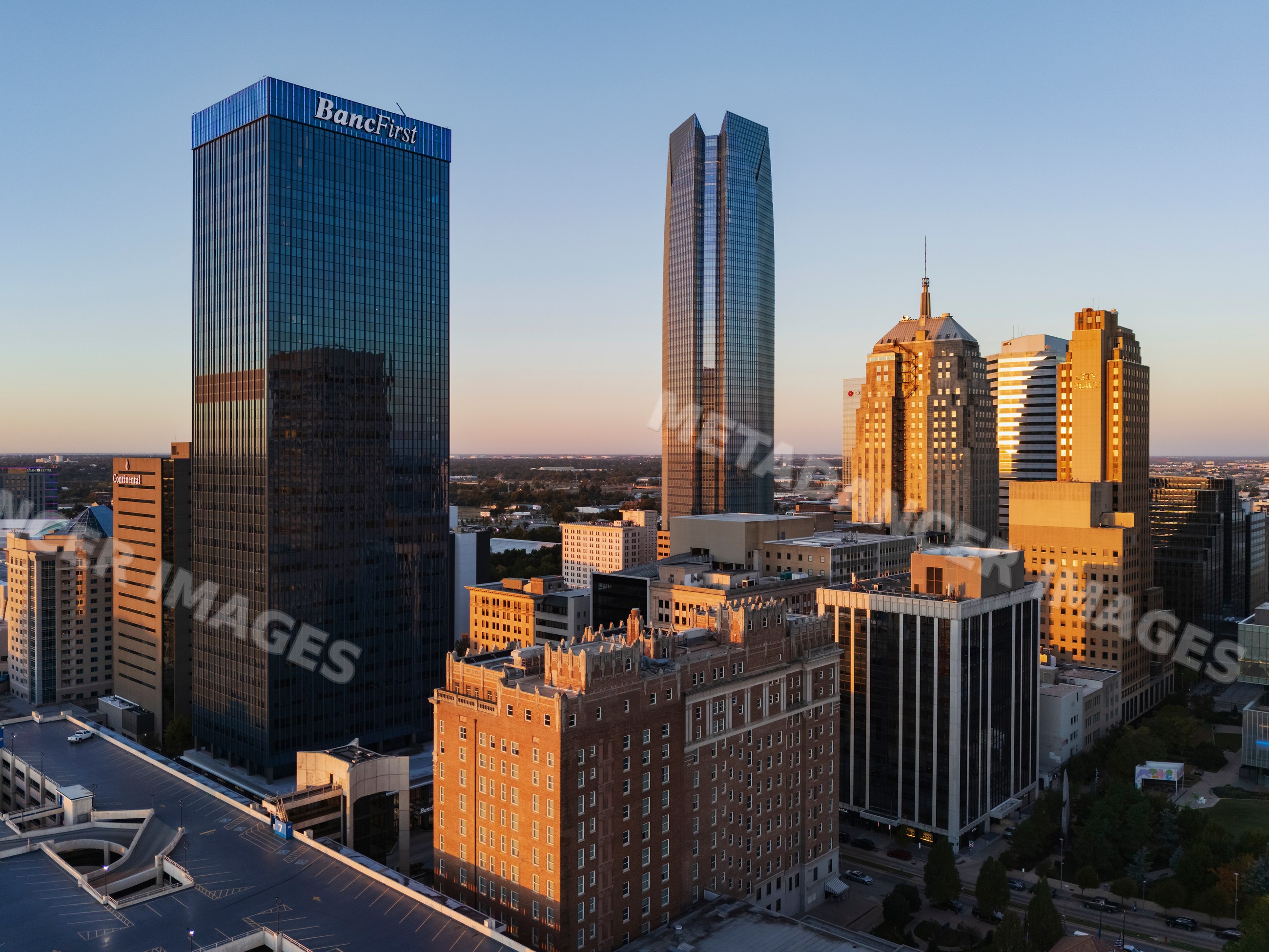 Oklahoma city Skyline at Sunrise with skyscrapers