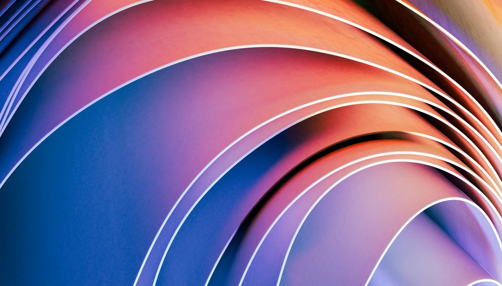Colorful abstract curved shapes with gradient lighting