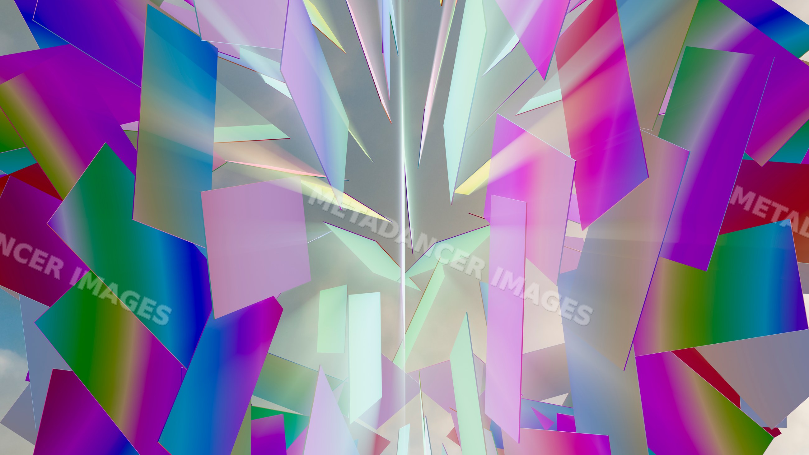 Colorful abstract geometric digital art with layered translucent