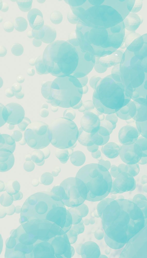 Soft translucent blue bubbles floating against a light abstract