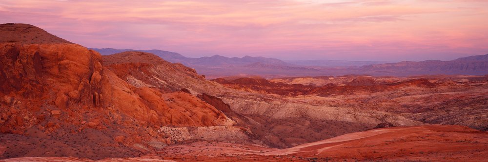 Rock formations at valley of fire state park during sunset