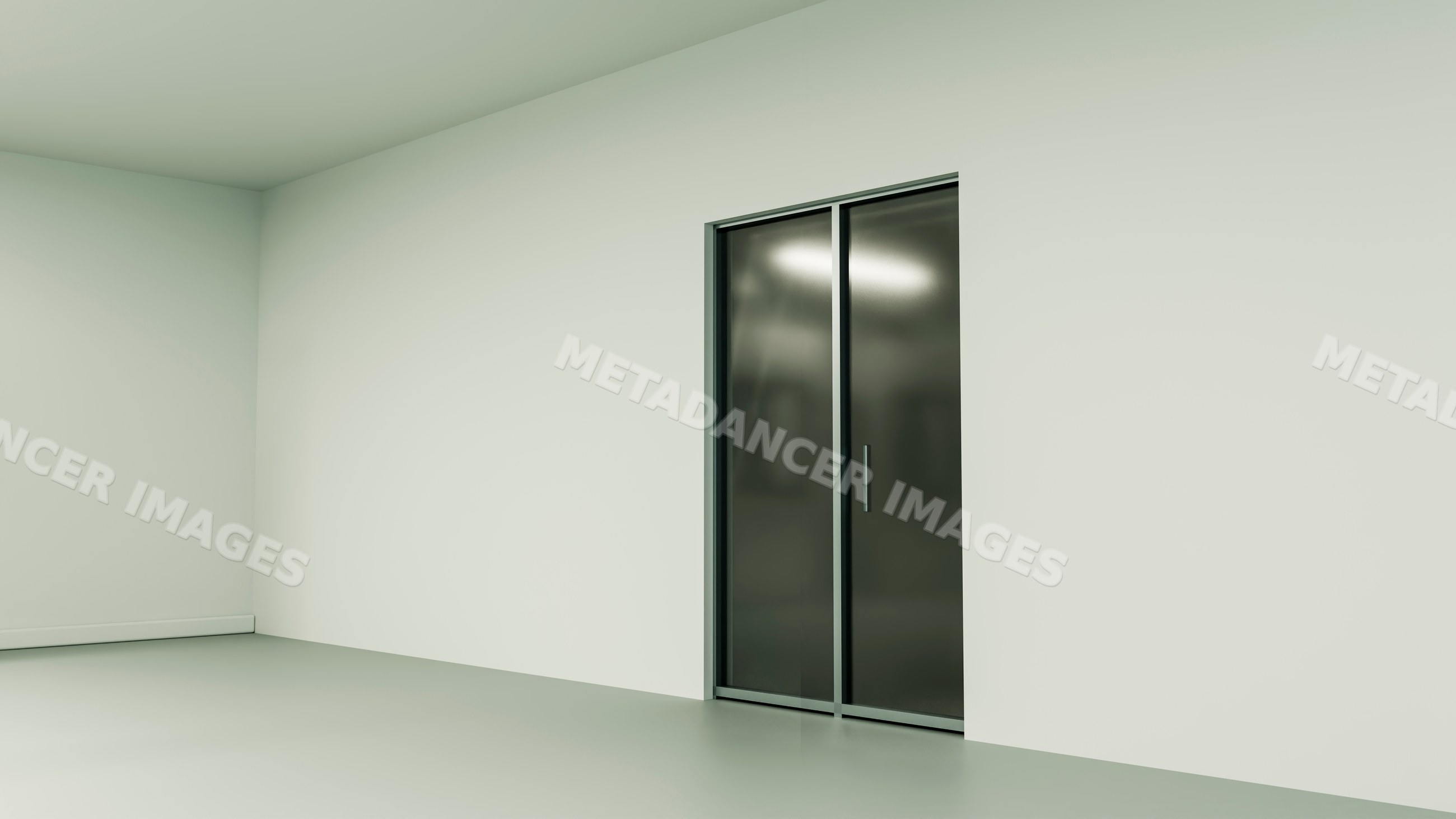 Modern glass sliding door in minimalist empty interior