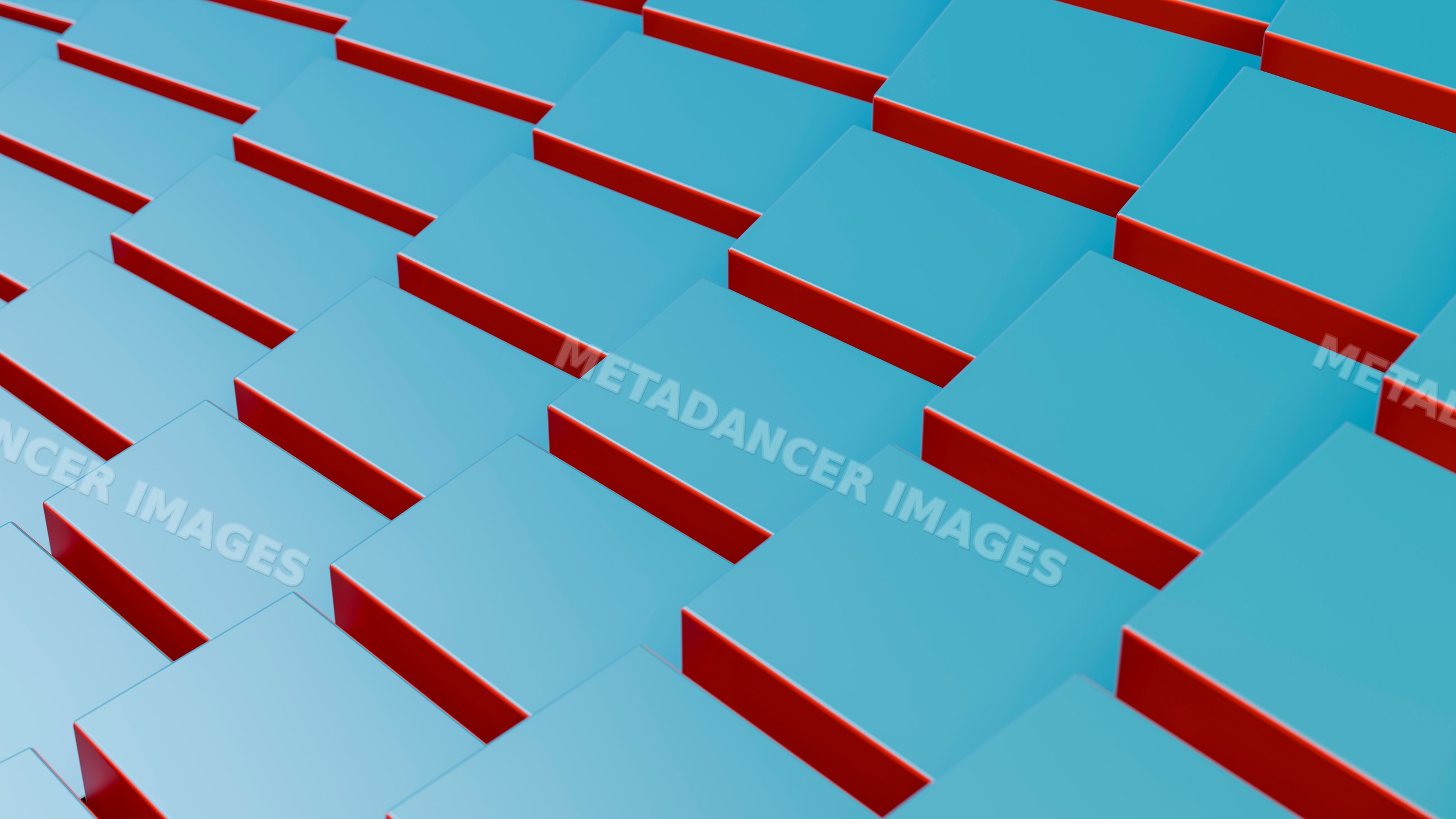 Geometric pattern of blue square blocks with red edges