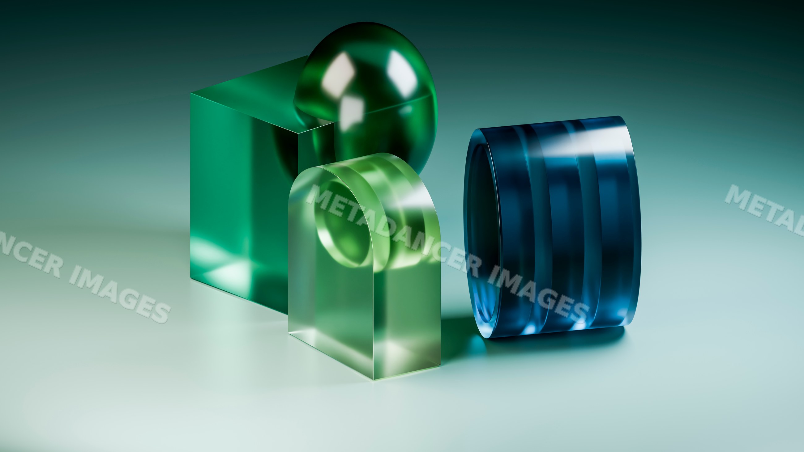 Abstract 3d illustration of transparent geometric glass shapes
