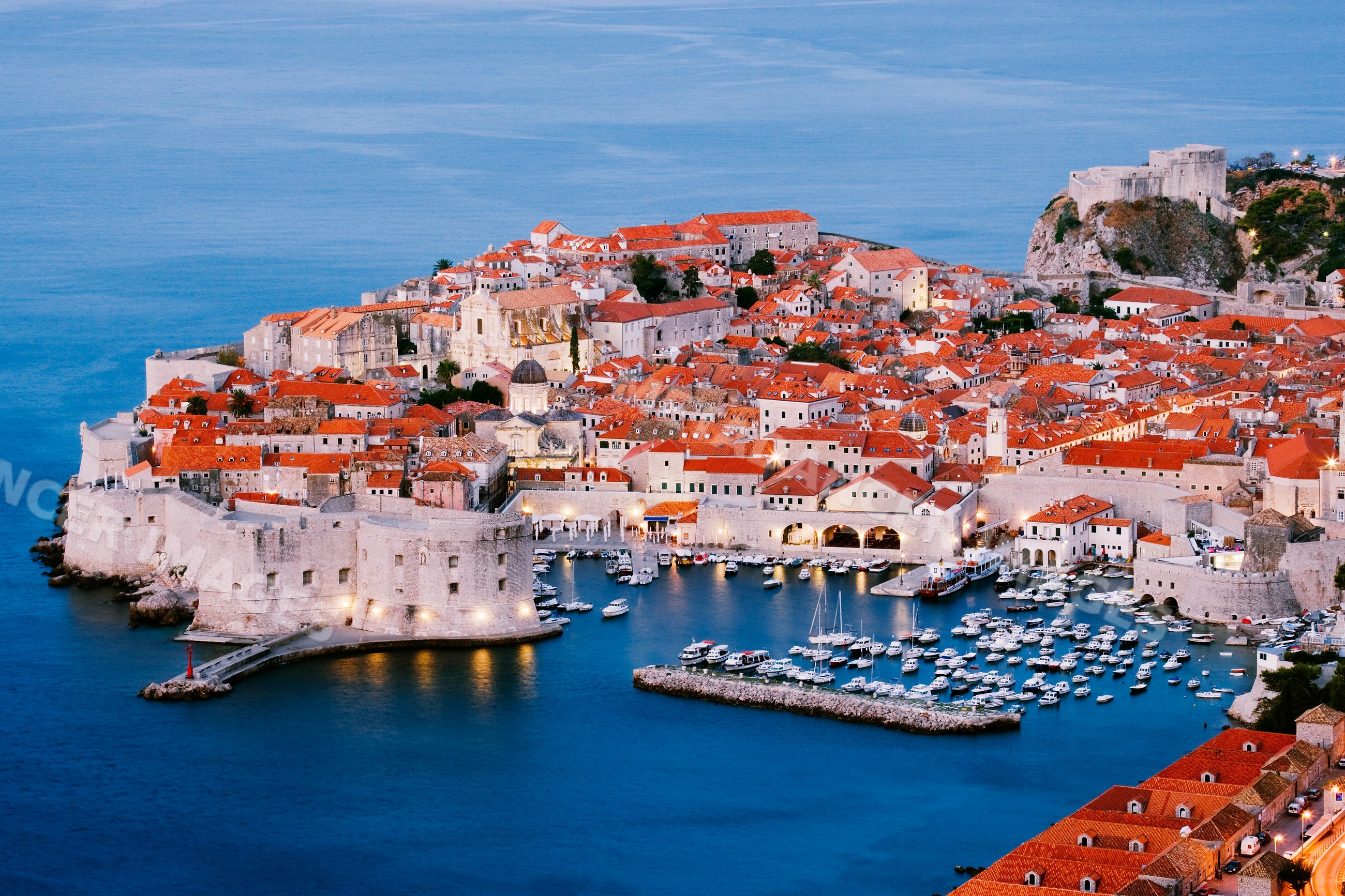 Old city of dubrovnik harbor and fortress