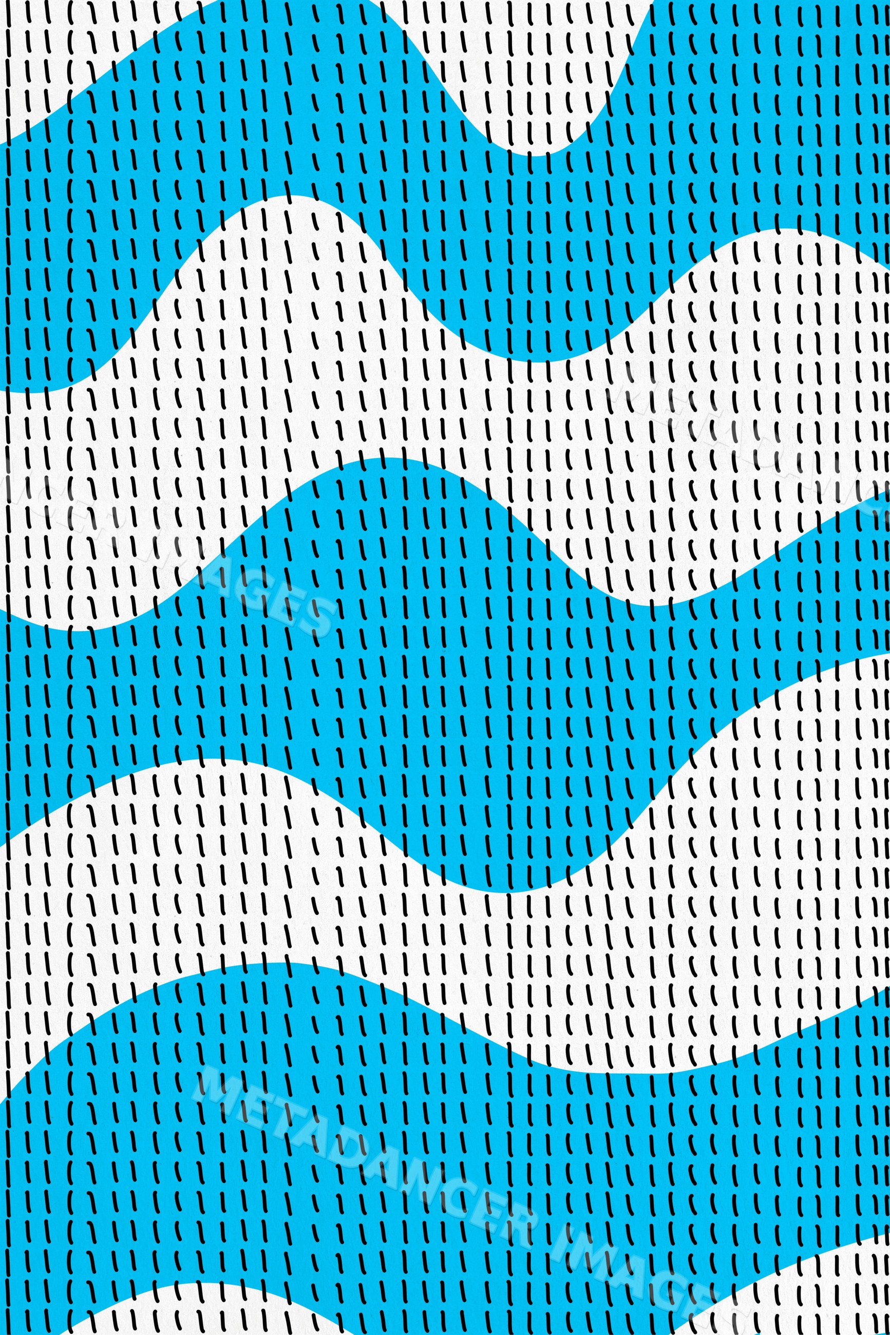 Abstract illustration of blue waves with black dashed lines on white