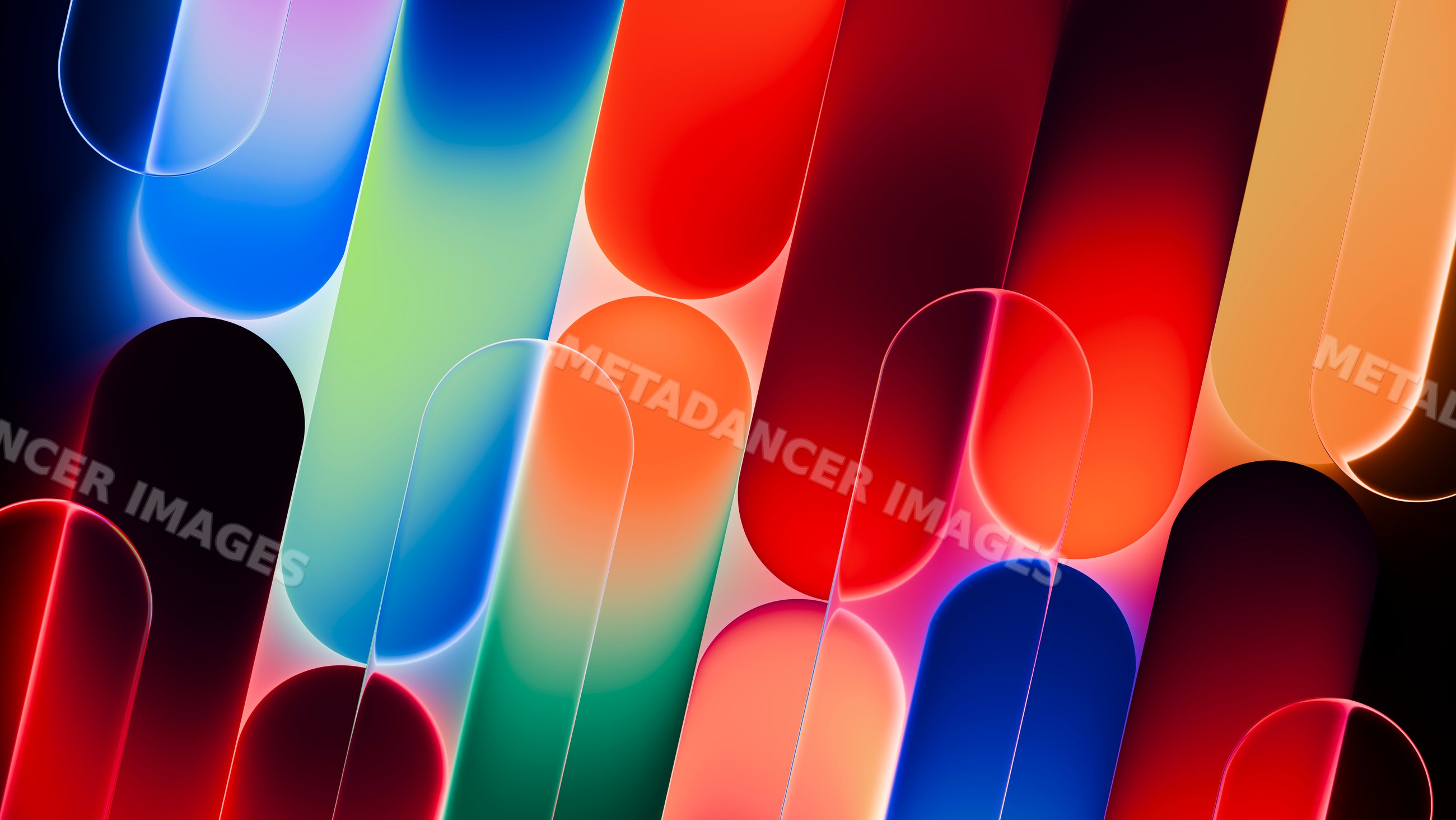 Abstract colorful digital art with glowing rounded shapes