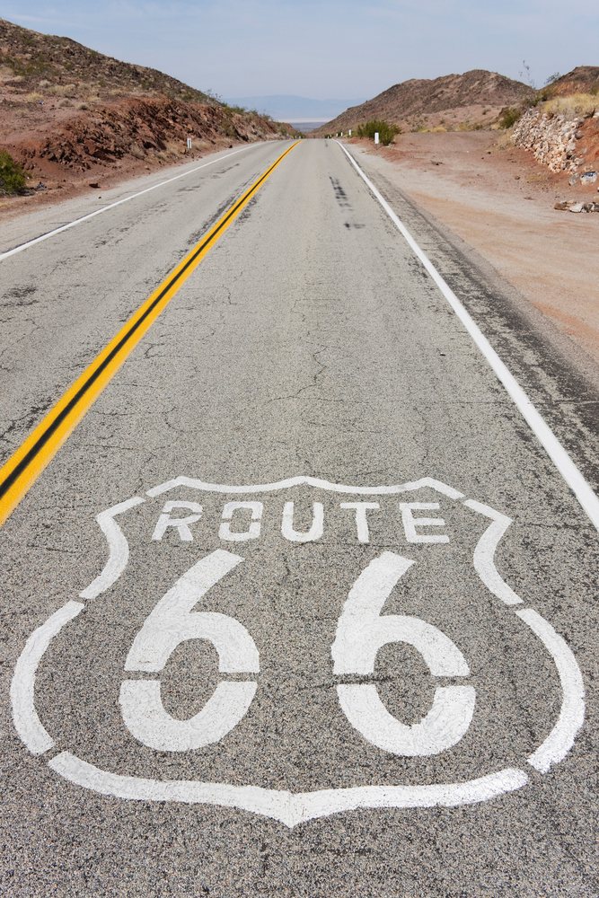 Route 66 highway in the desert of california USA