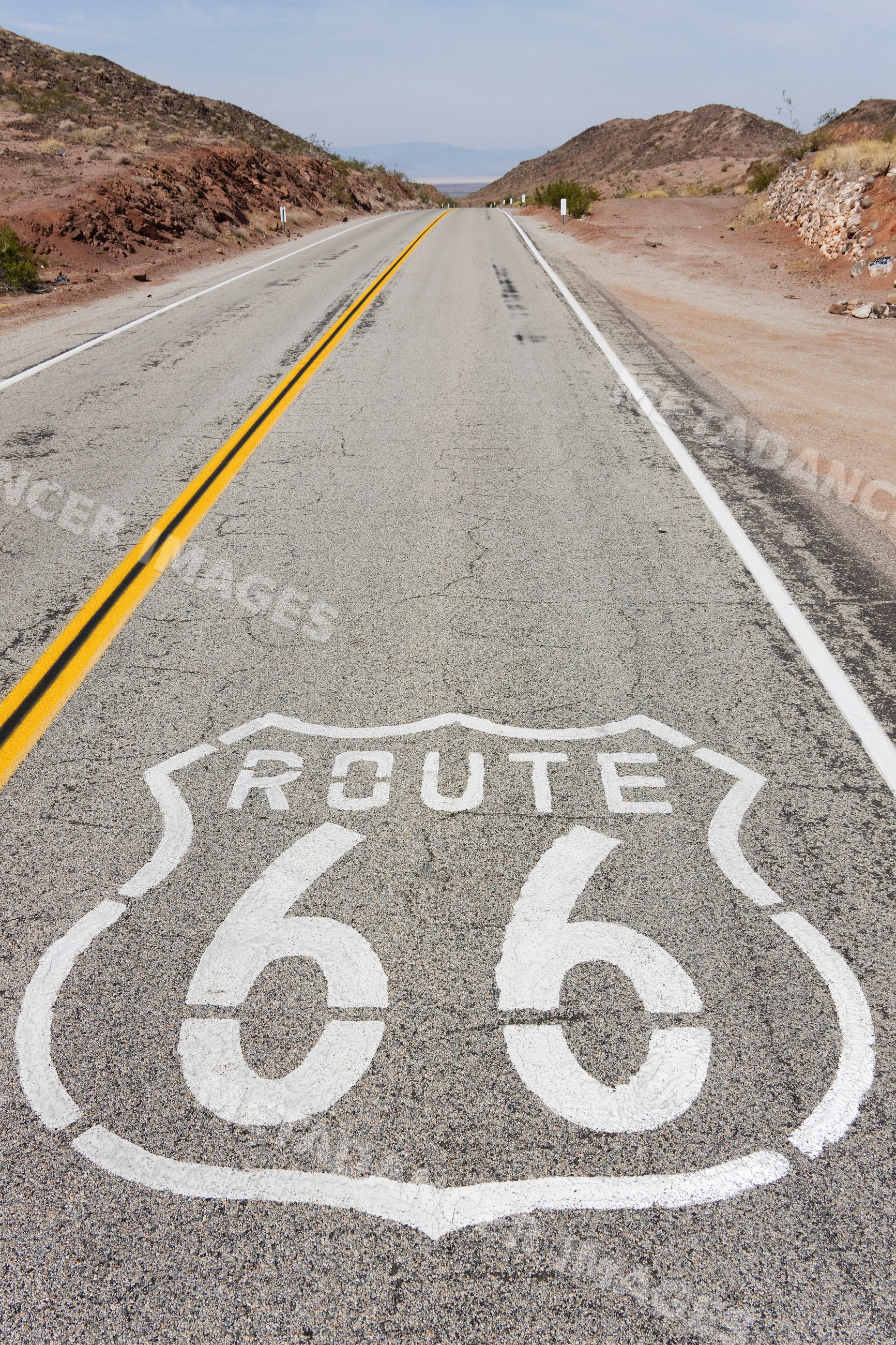 Route 66 highway in the desert of california USA