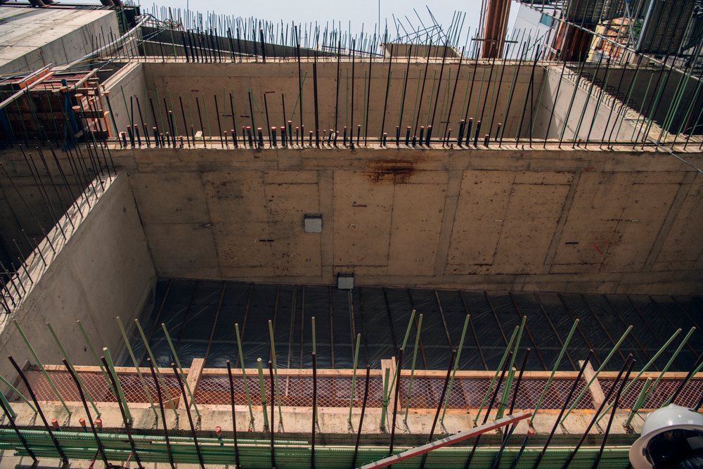 Steel rebar framework for a building foundation