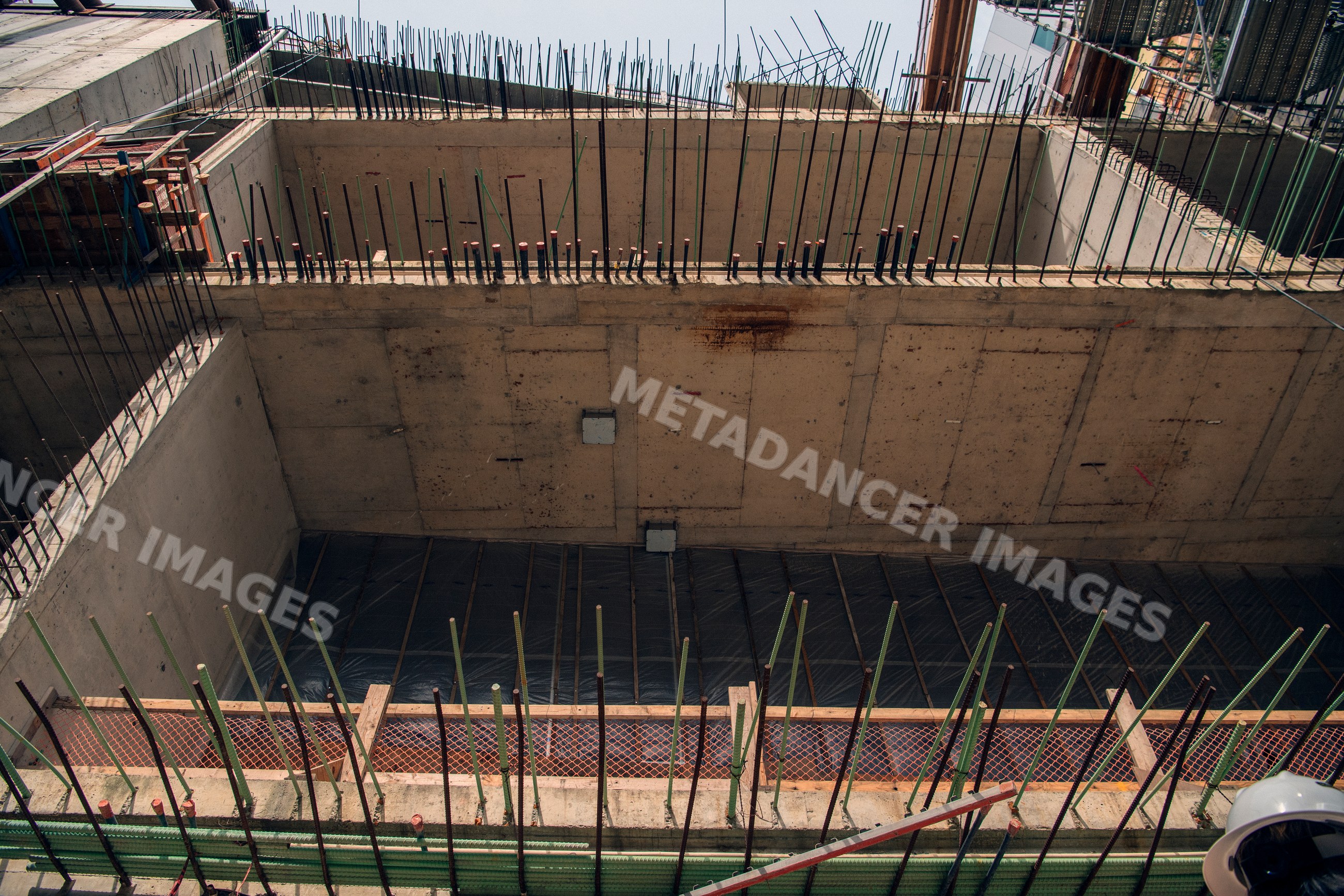 Steel rebar framework for a building foundation