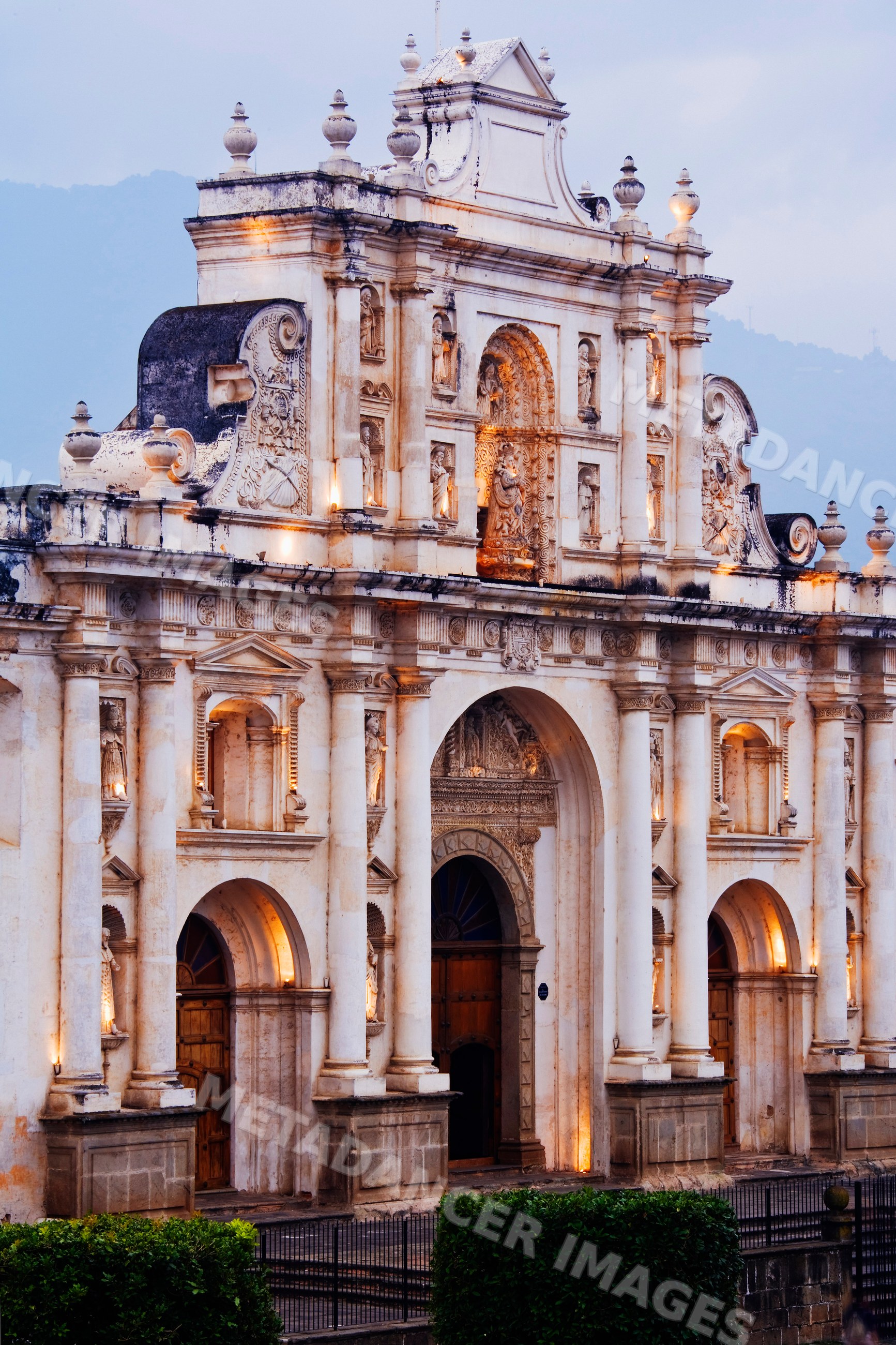 Catedral de san jose church facade illuminated guatemala