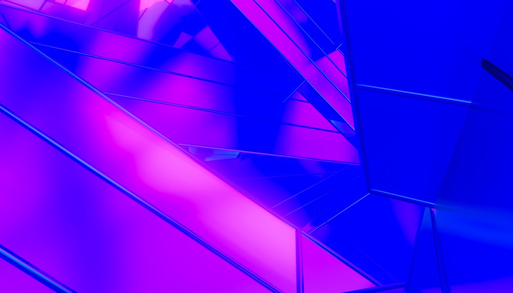 A 3d rendering of an abstract geometric structure with vibrant colors