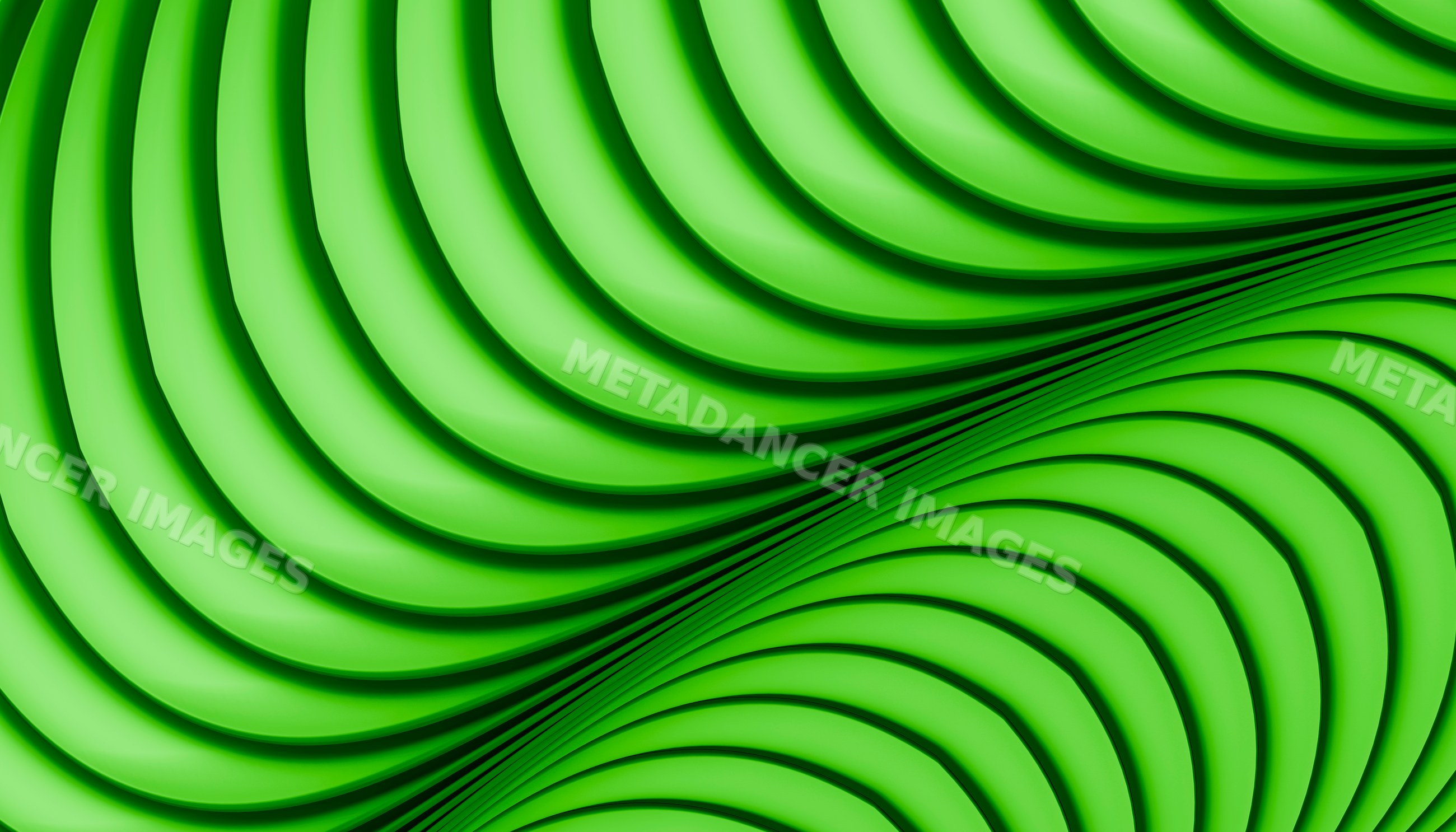 Green abstract wave pattern with smooth curved symmetry