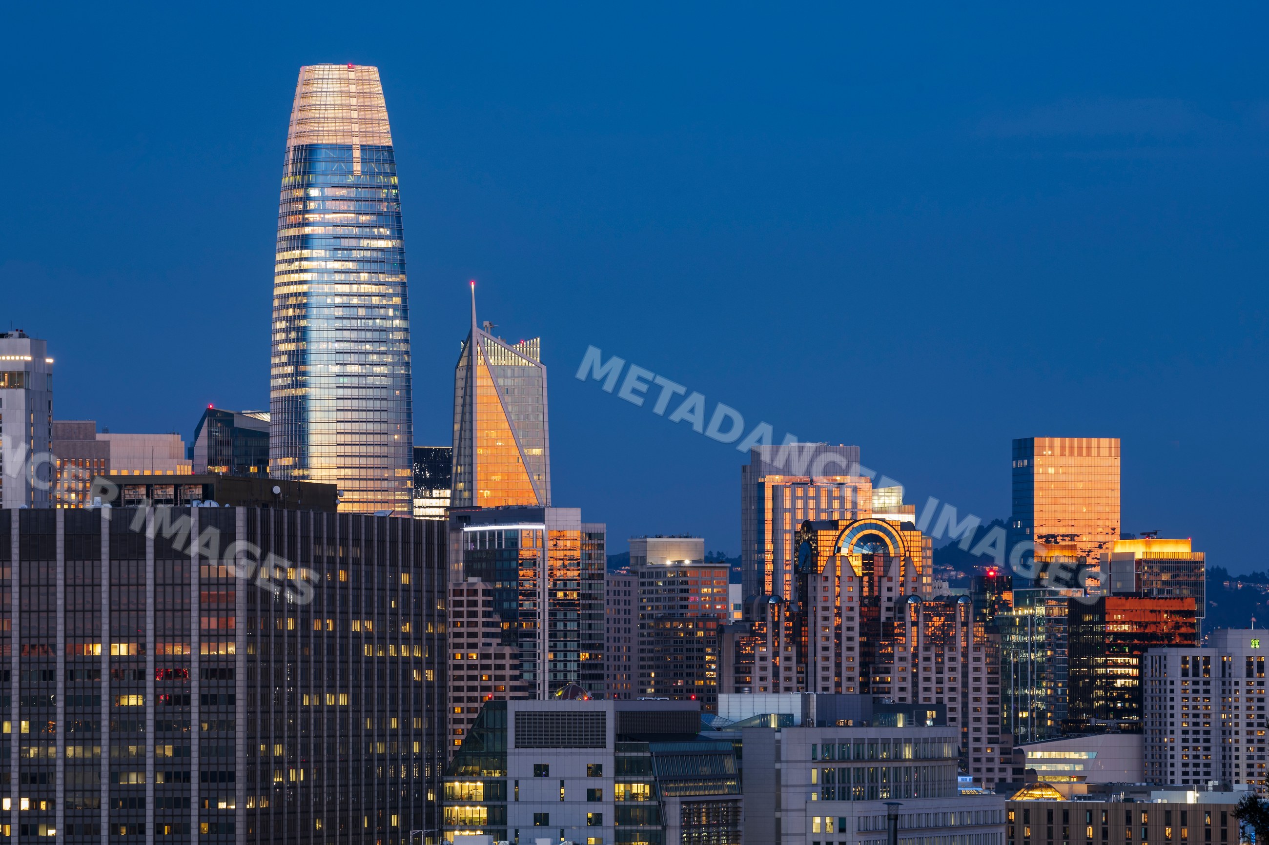 Skyline of Downtown San Francisco at Sunrise