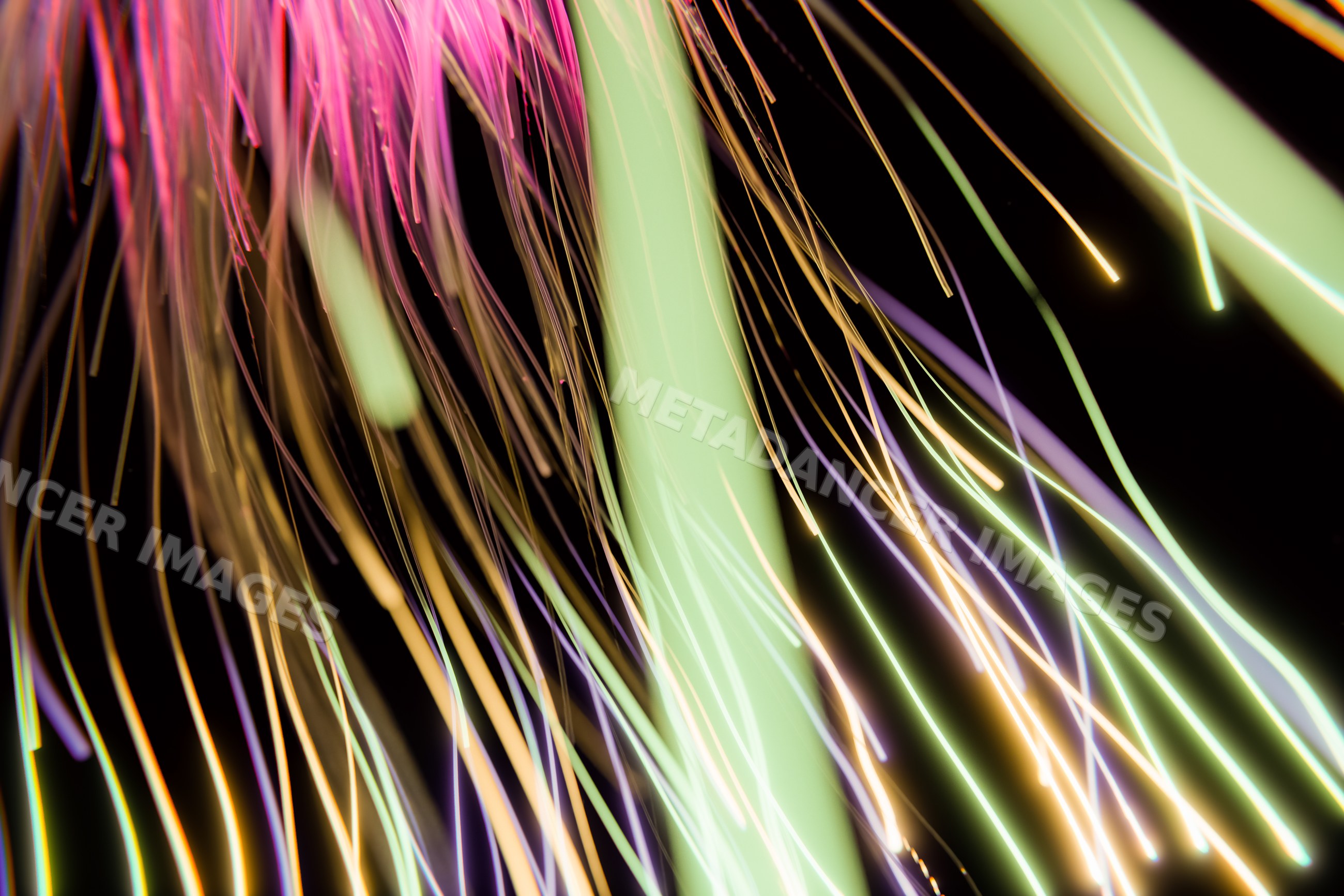 Colorful abstract light streaks with flowing motion on Black
